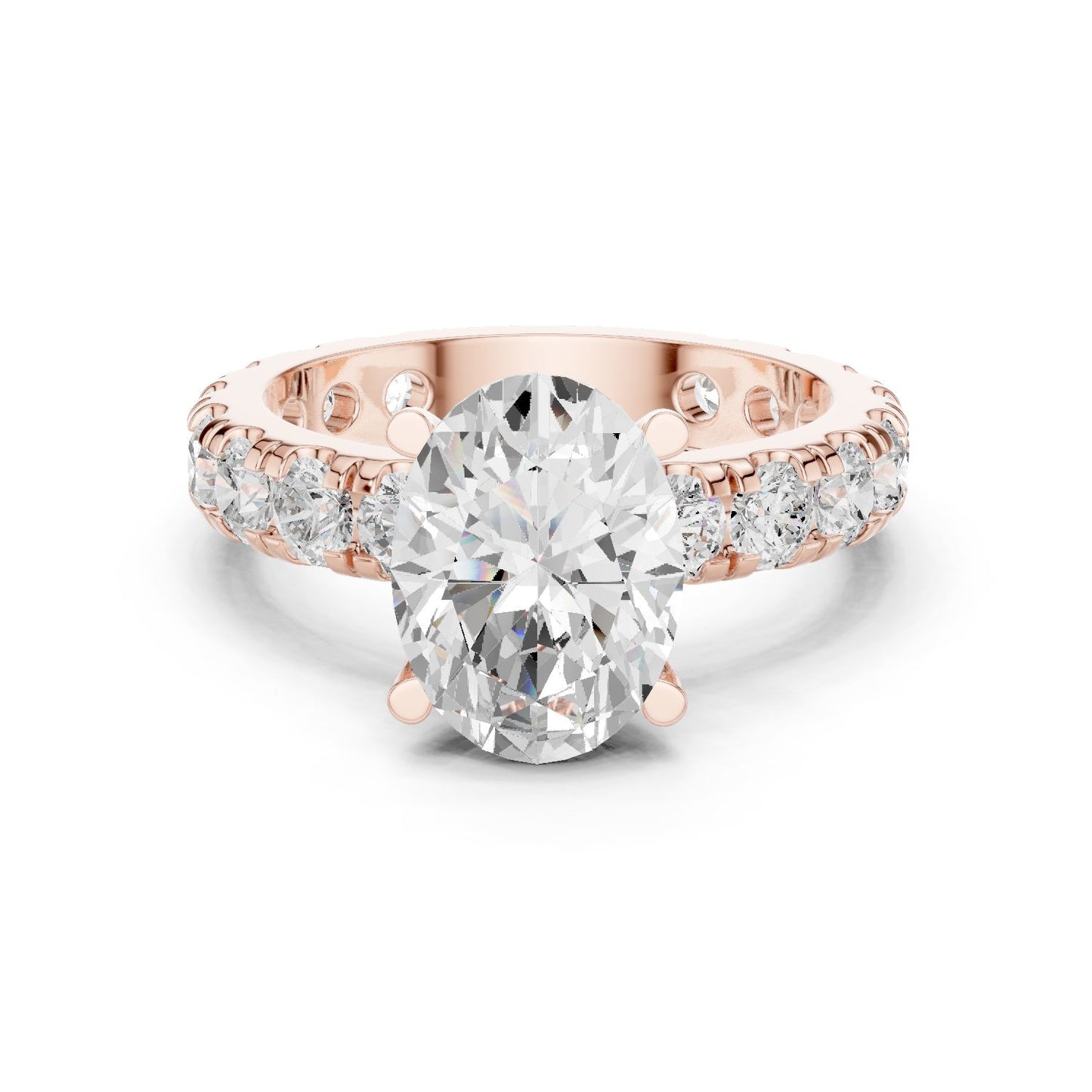 Oval Lab Grown Diamond Pave Engagement Ring