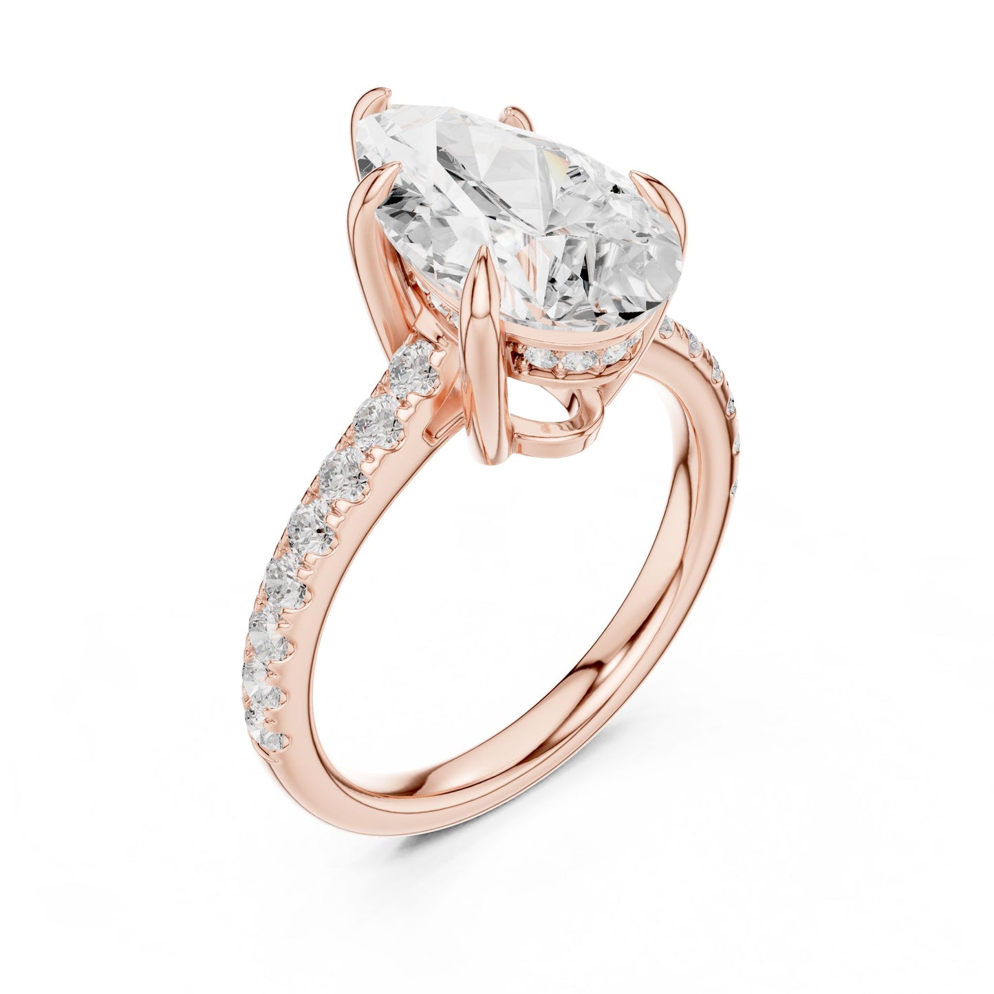 Oval Lab Grown Diamond Pave Engagement Ring