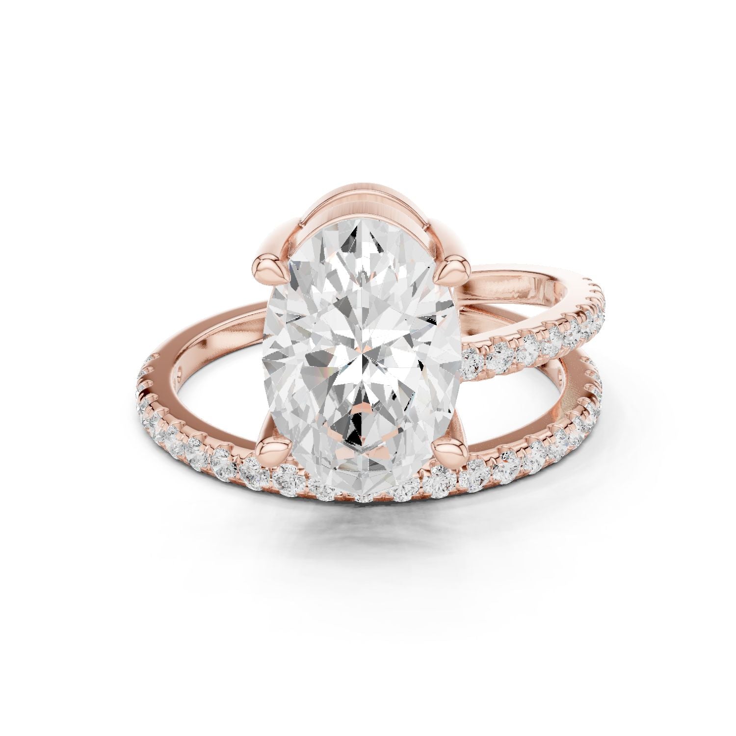 Oval Lab Grown Diamond Pave Engagement Ring