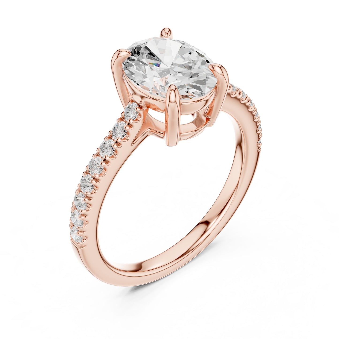 Oval Lab Grown Diamond Pave Engagement Ring