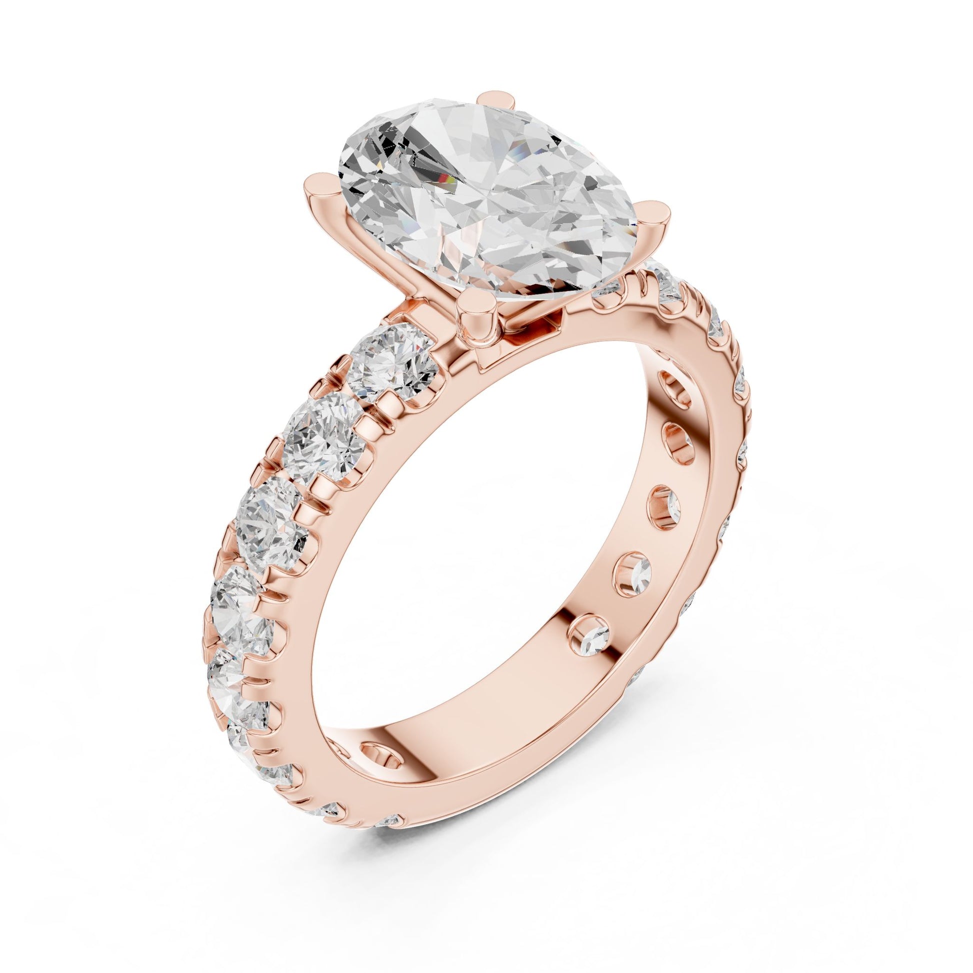 Oval Lab Grown Diamond Pave Engagement Ring