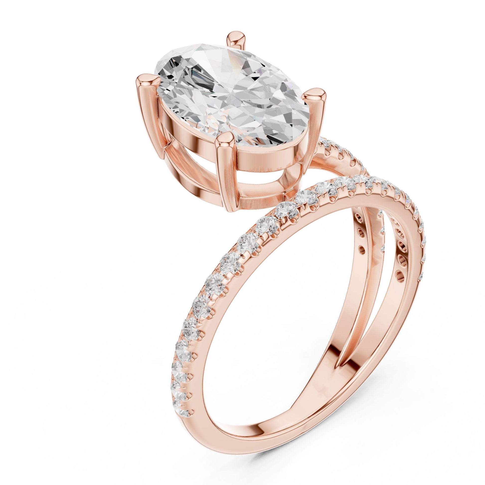 Oval Lab Grown Diamond Pave Engagement Ring