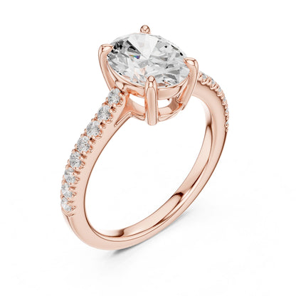 Oval Lab Grown Diamond Pave Engagement Ring