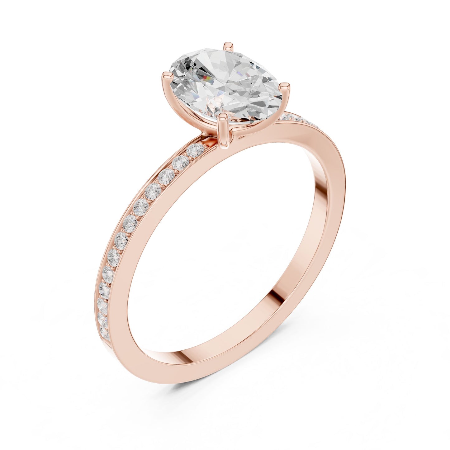 Oval Lab Grown Diamond Pave Engagement Ring