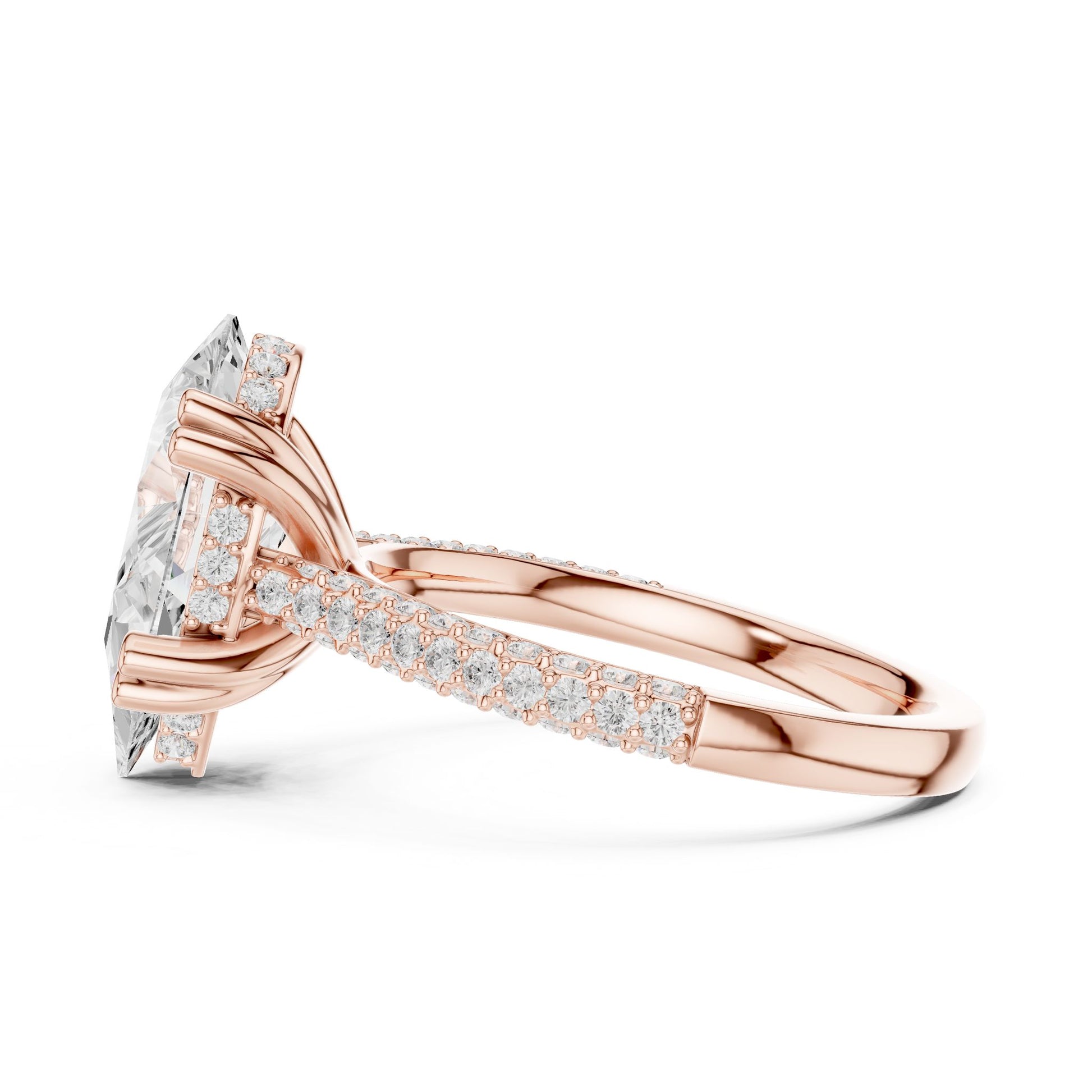 Oval Lab Grown Diamond Pave Engagement Ring