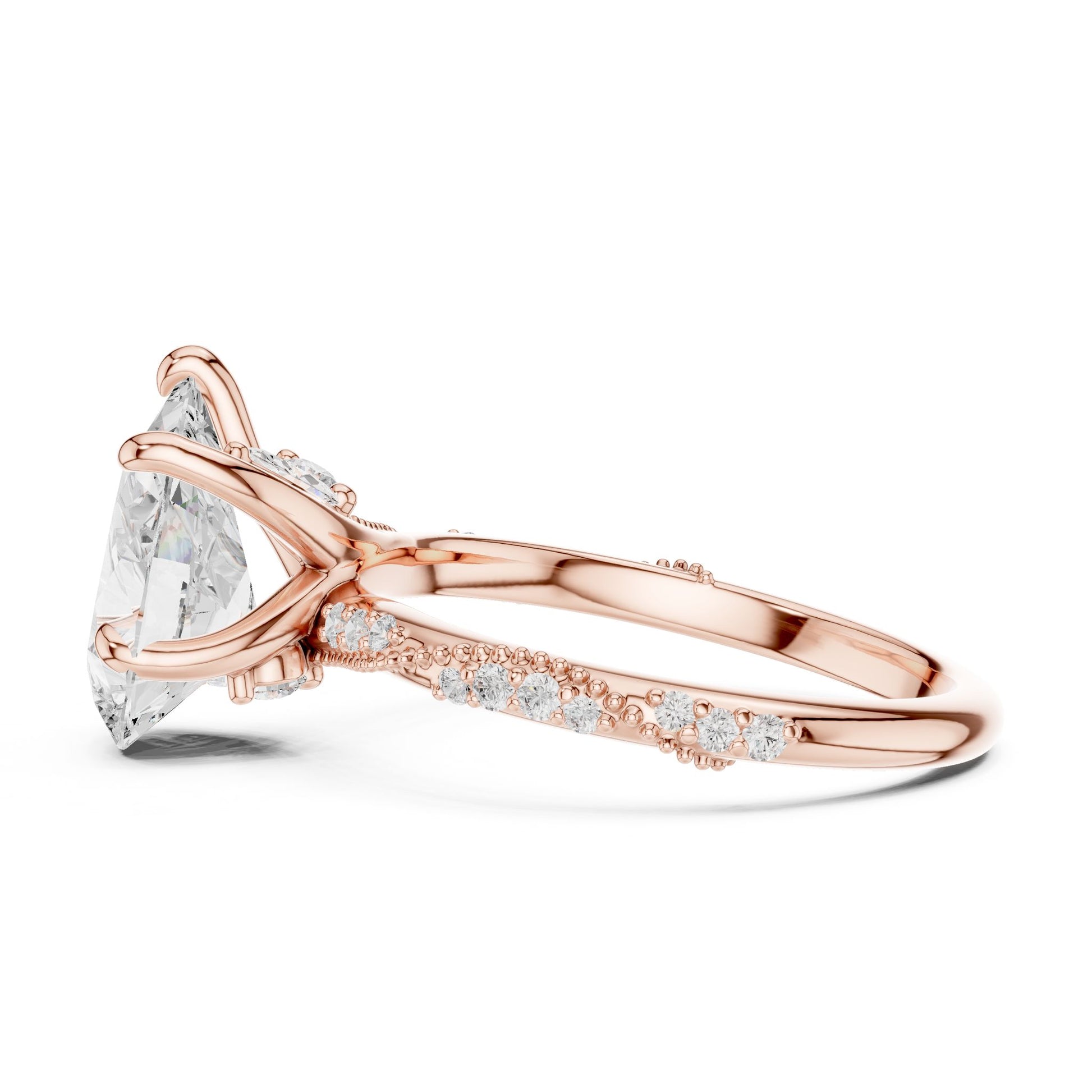Oval Lab Grown Diamond Pave Engagement Ring