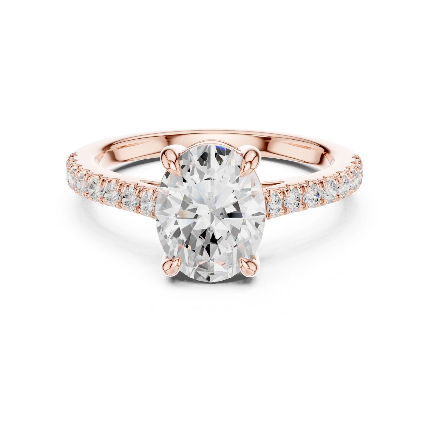 Oval Lab Grown Diamond Pave Engagement Ring