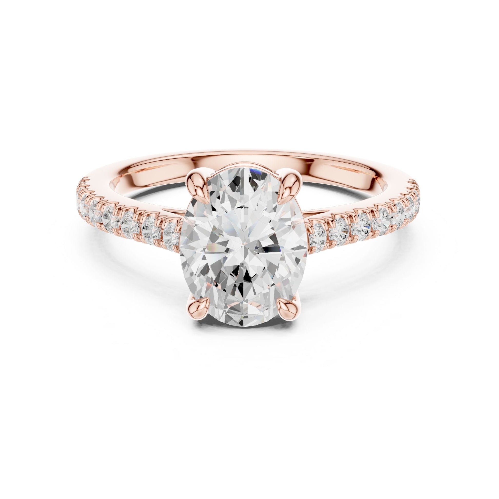 Oval Lab Grown Diamond Pave Engagement Ring