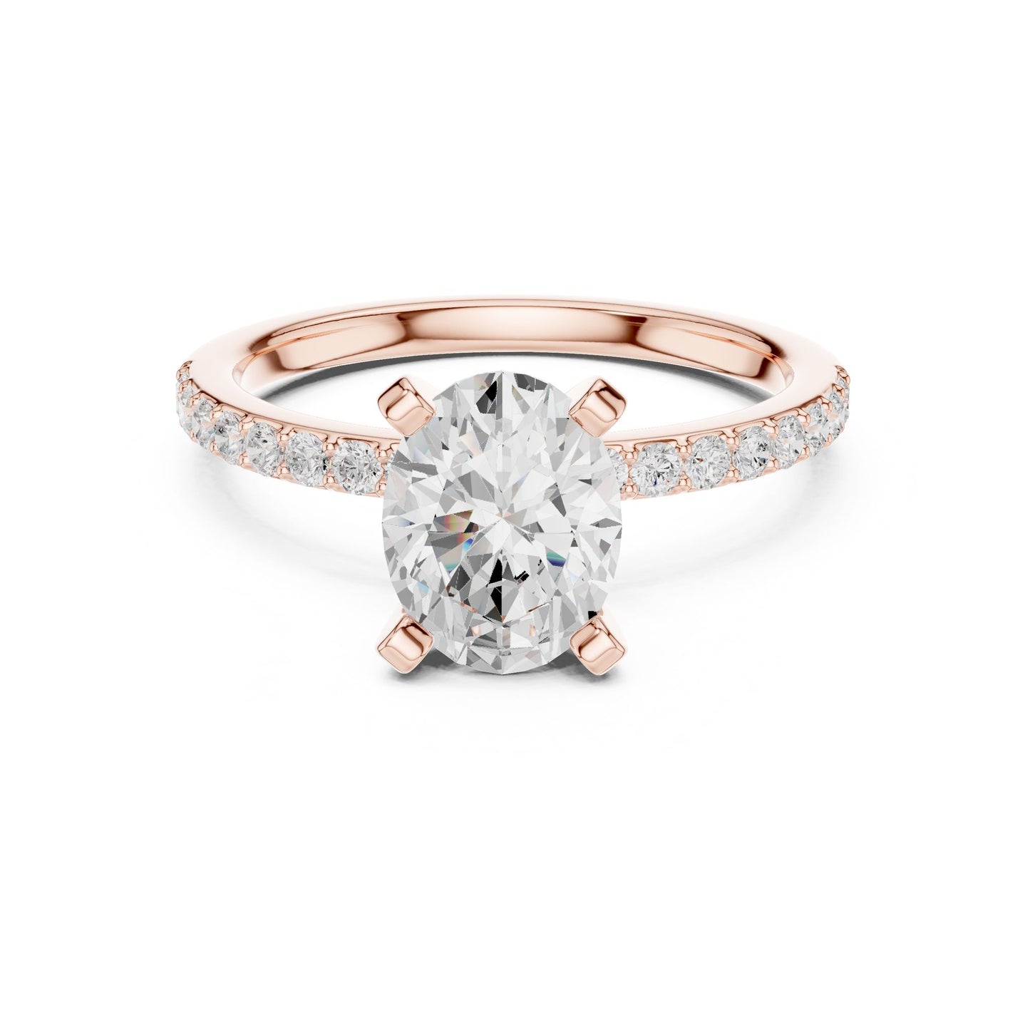 Oval Lab Grown Diamond Pave Engagement Ring