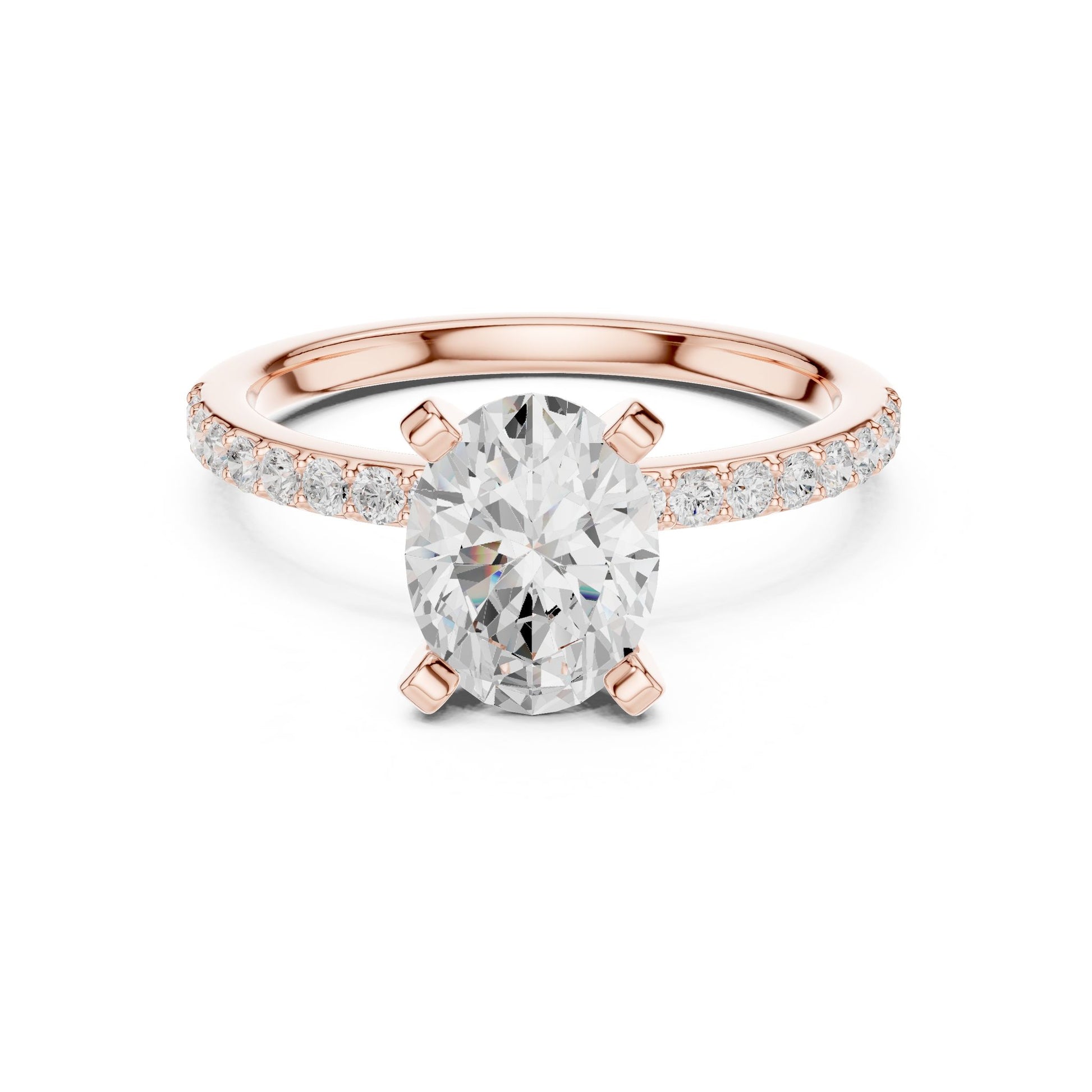 Oval Lab Grown Diamond Pave Engagement Ring