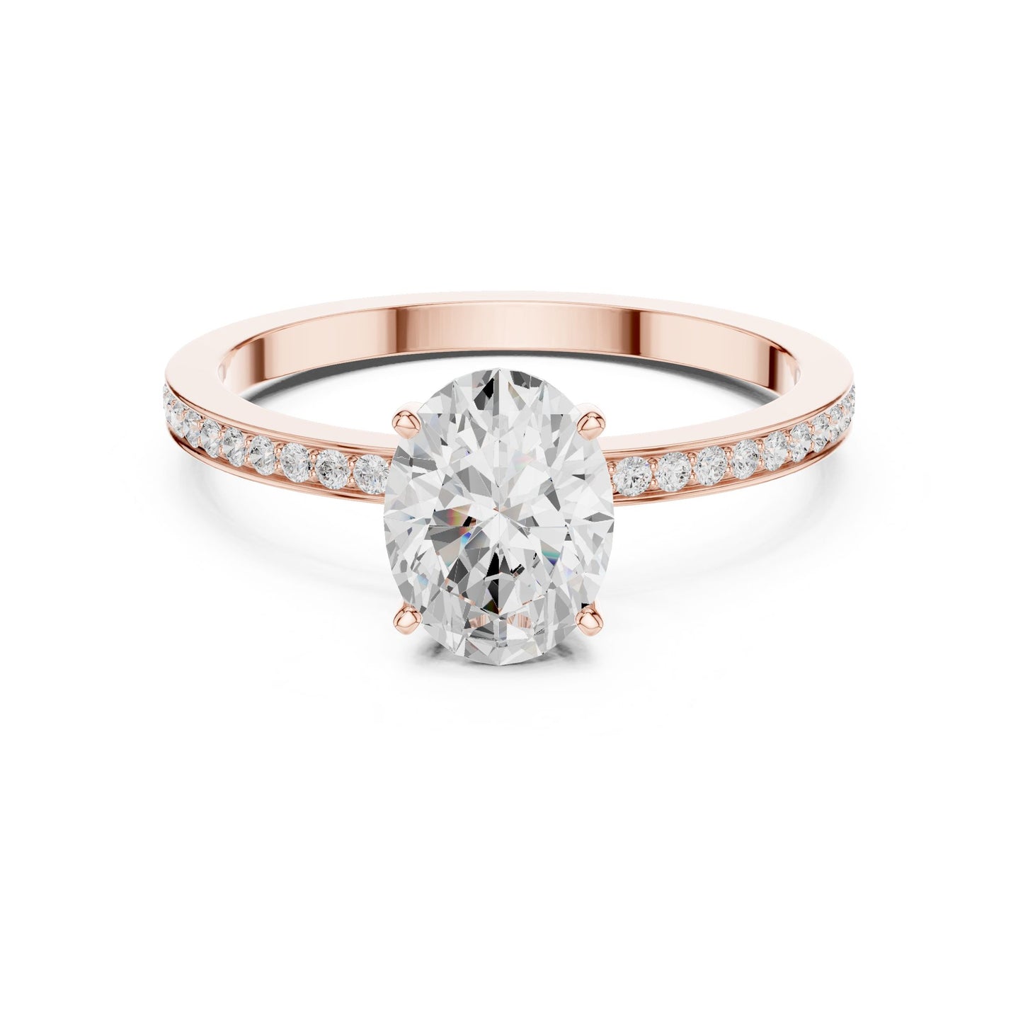 Oval Lab Grown Diamond Pave Engagement Ring