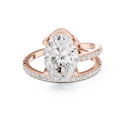 Oval Lab Grown Diamond Pave Engagement Ring