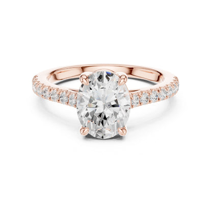 Oval Lab Grown Diamond Pave Engagement Ring