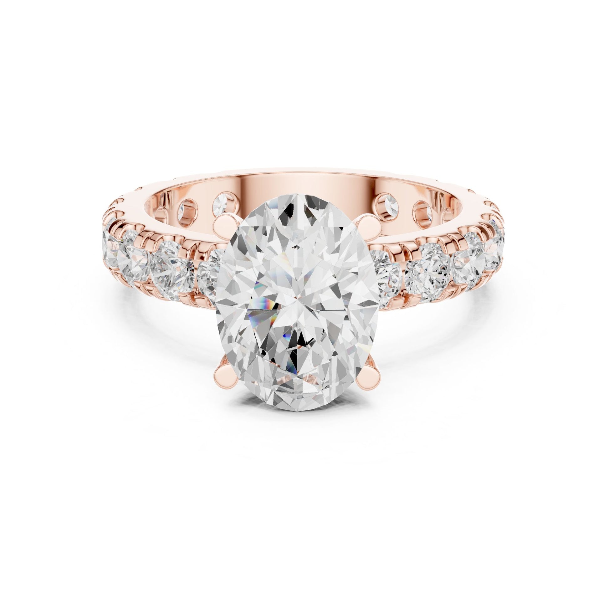 Oval Lab Grown Diamond Pave Engagement Ring
