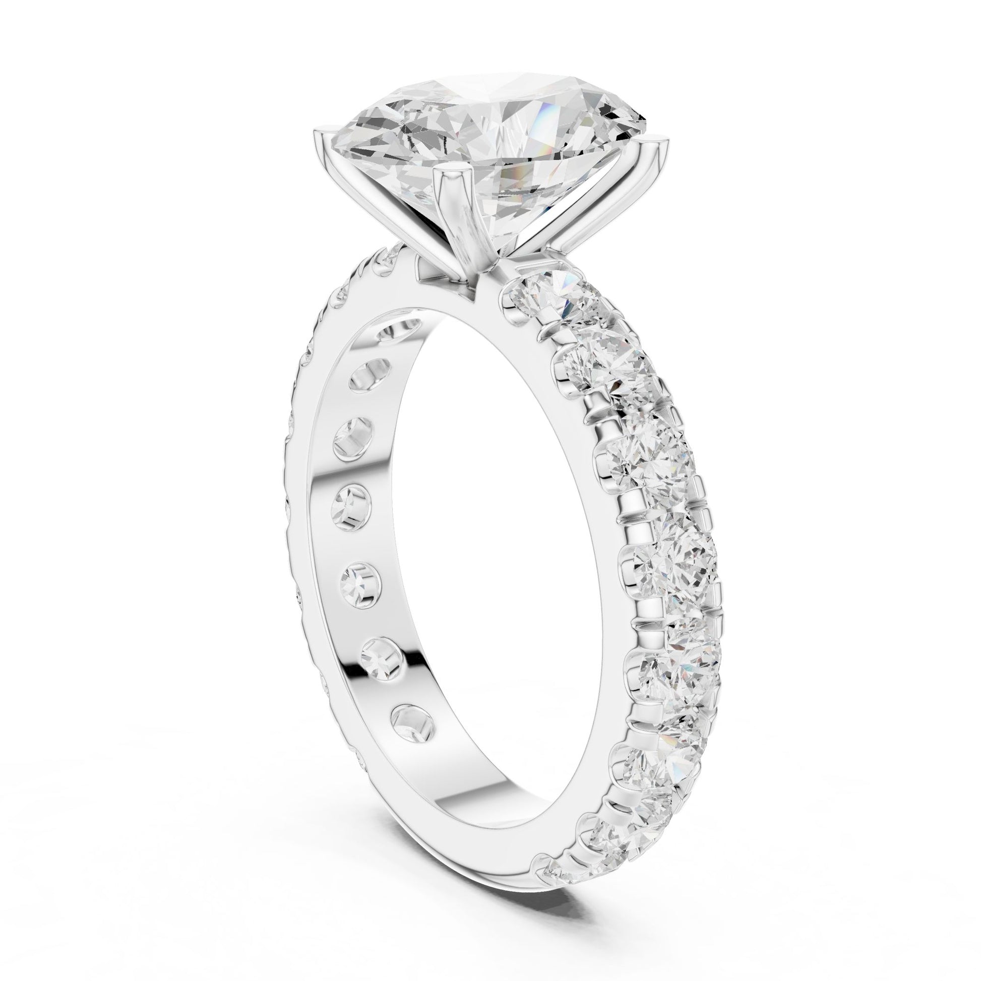 Oval Lab Grown Diamond Pave Engagement Ring