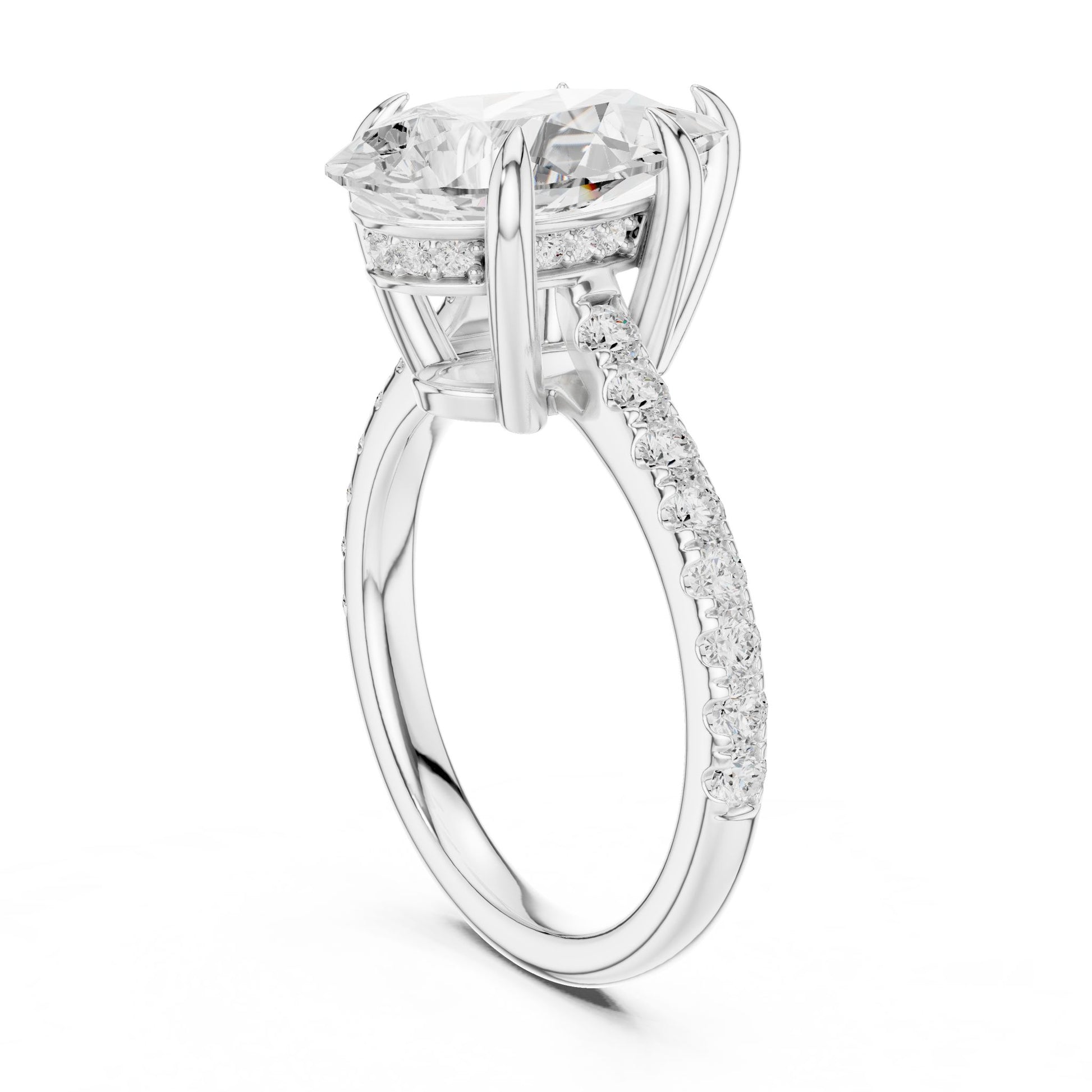 Oval Lab Grown Diamond Pave Engagement Ring