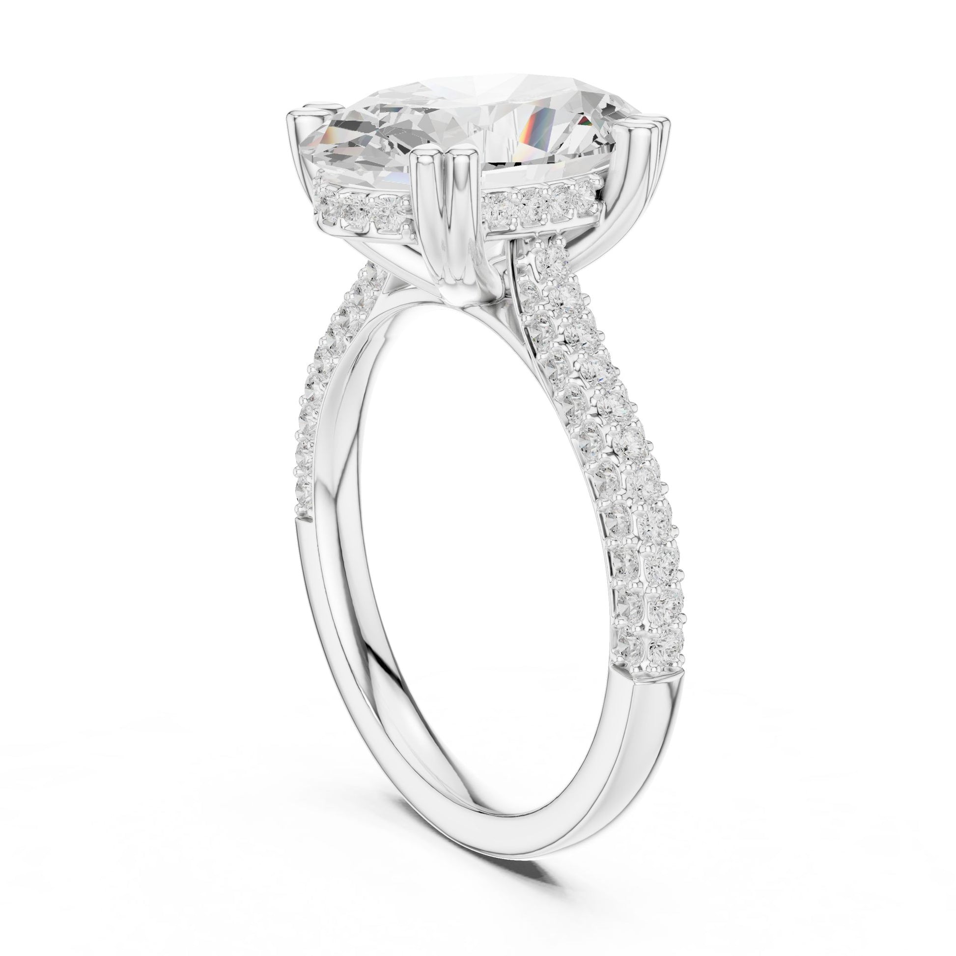 Oval Lab Grown Diamond Pave Engagement Ring