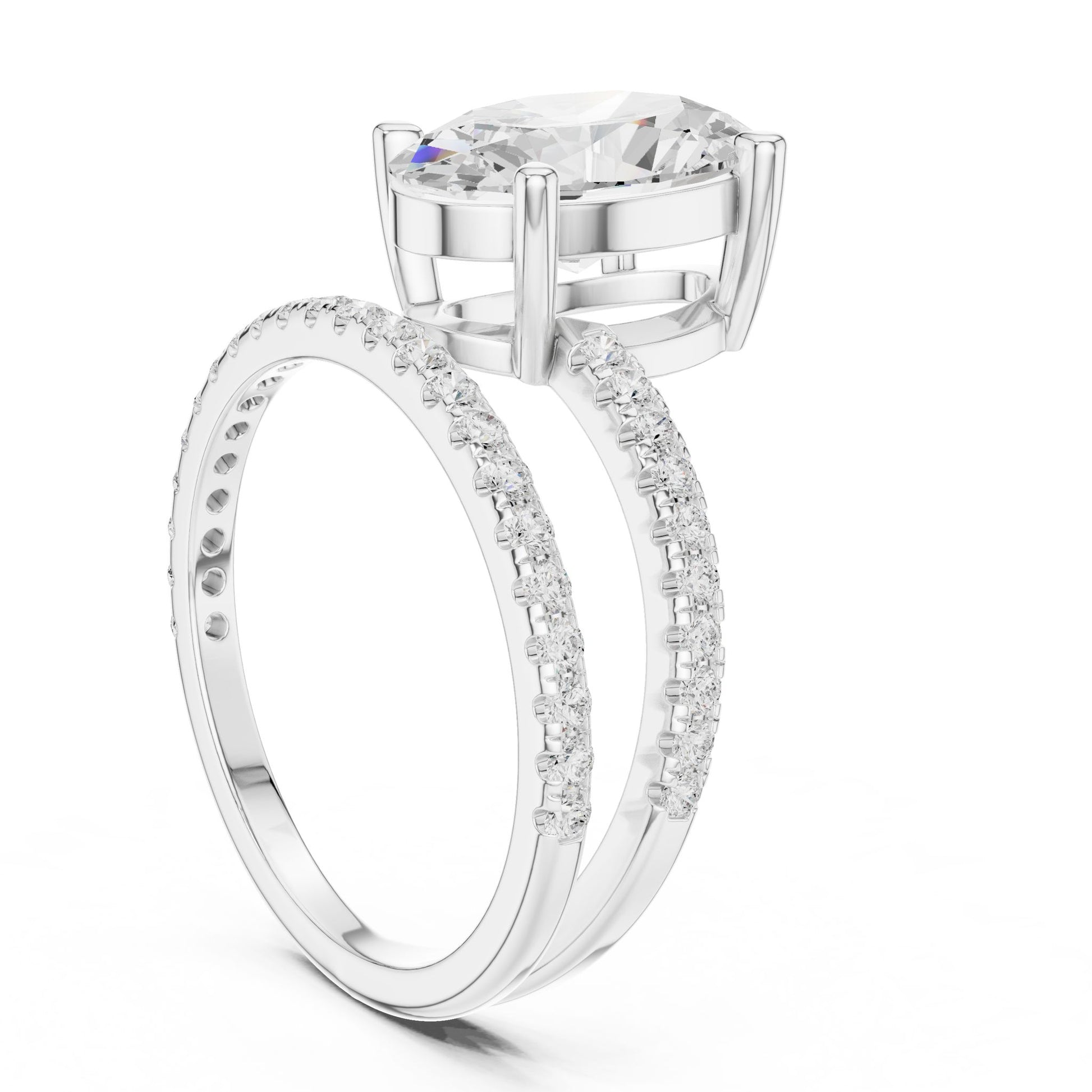 Oval Lab Grown Diamond Pave Engagement Ring