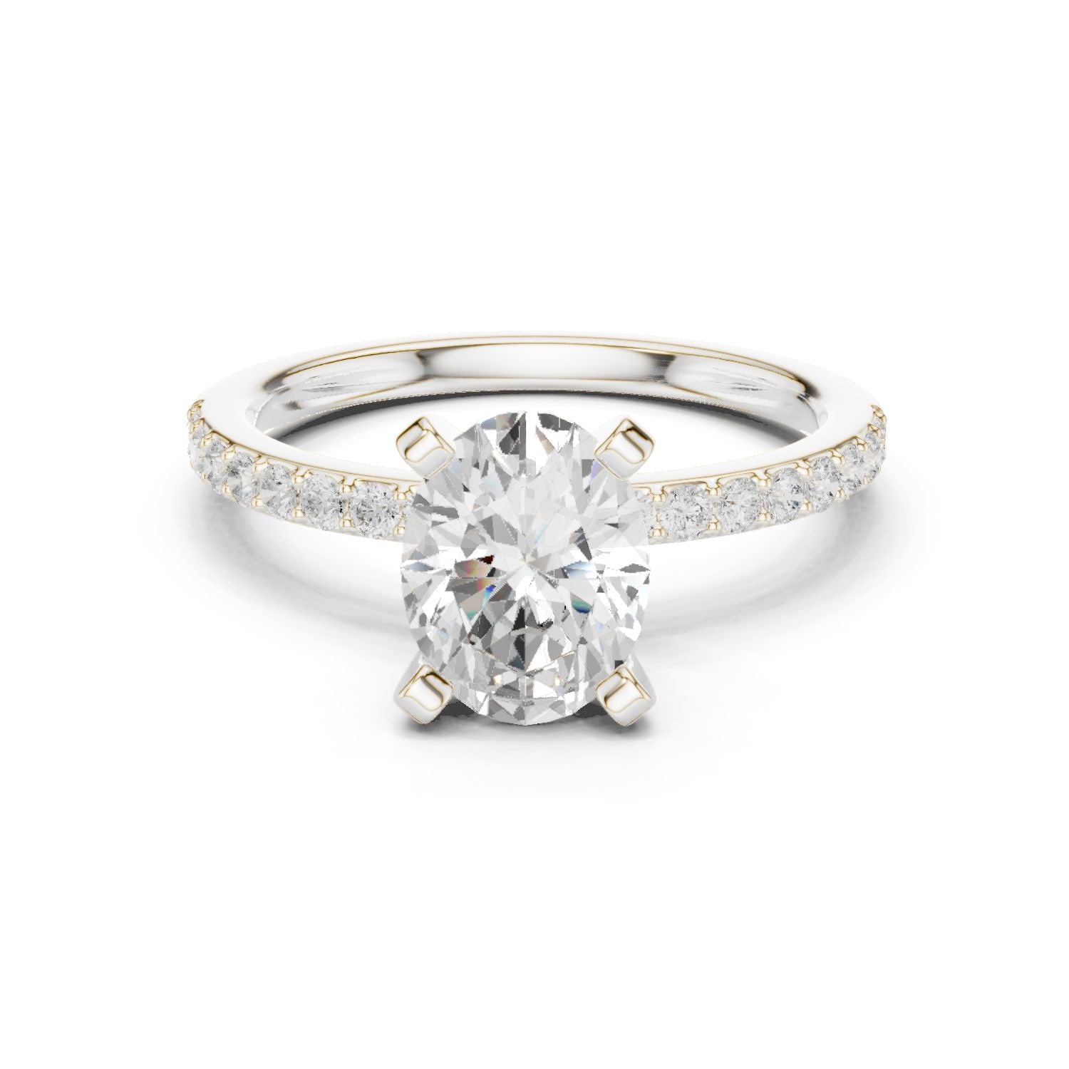 Oval Lab Grown Diamond Pave Engagement Ring