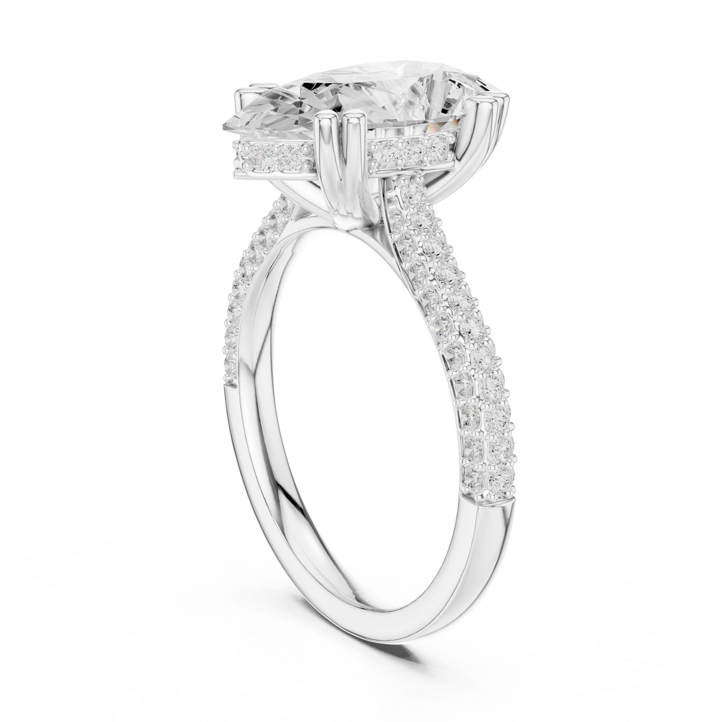 Oval Lab Grown Diamond Pave Engagement Ring