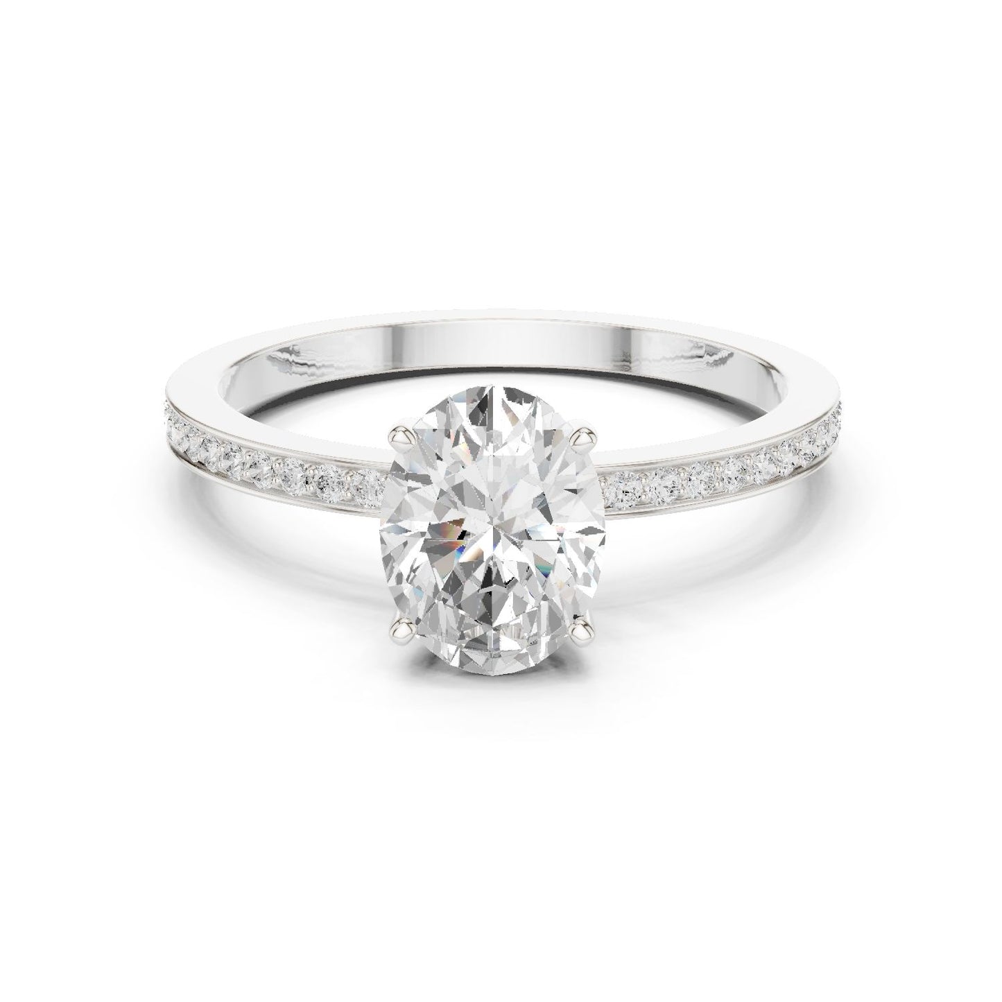 Oval Lab Grown Diamond Pave Engagement Ring
