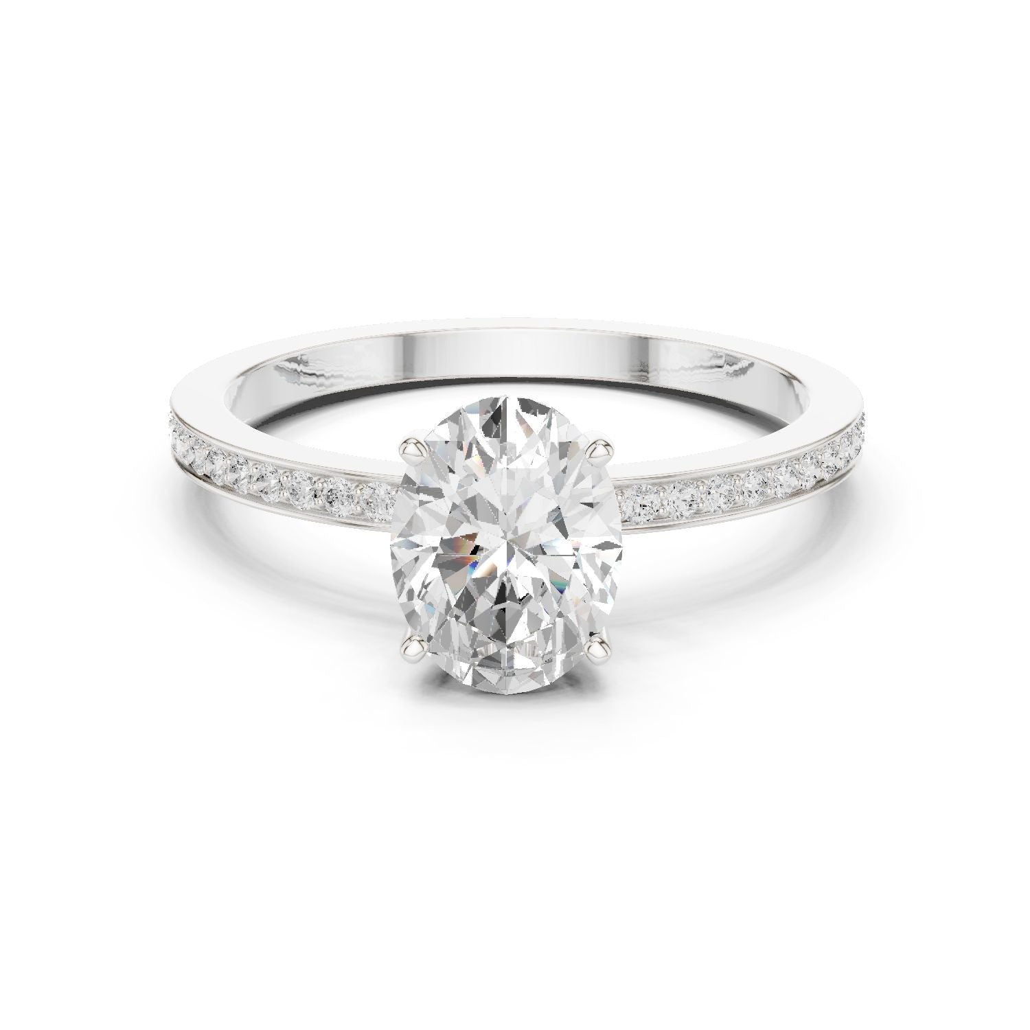 Oval Lab Grown Diamond Pave Engagement Ring