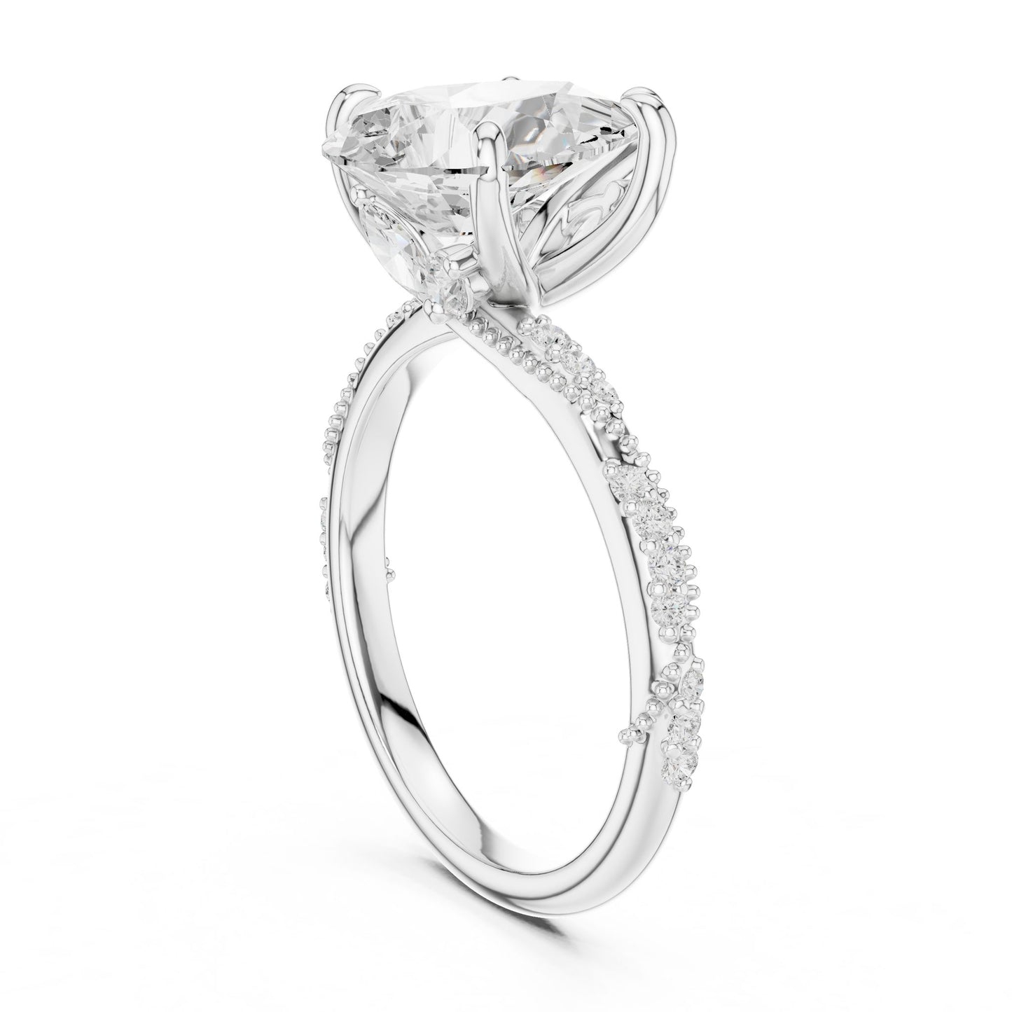 Oval Lab Grown Diamond Pave Engagement Ring