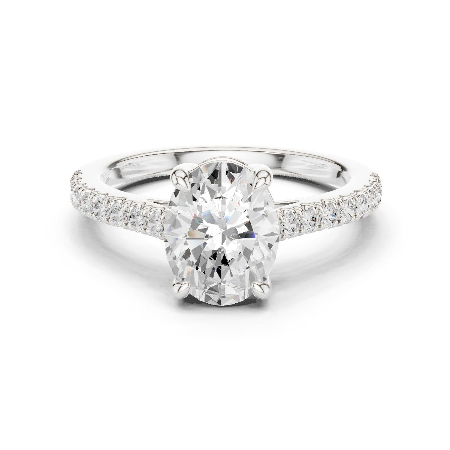 Oval Lab Grown Diamond Pave Engagement Ring
