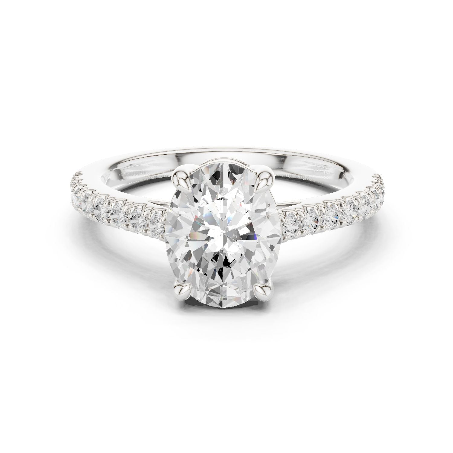 Oval Lab Grown Diamond Pave Engagement Ring