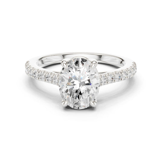 Oval Lab Grown Diamond Pave Engagement Ring
