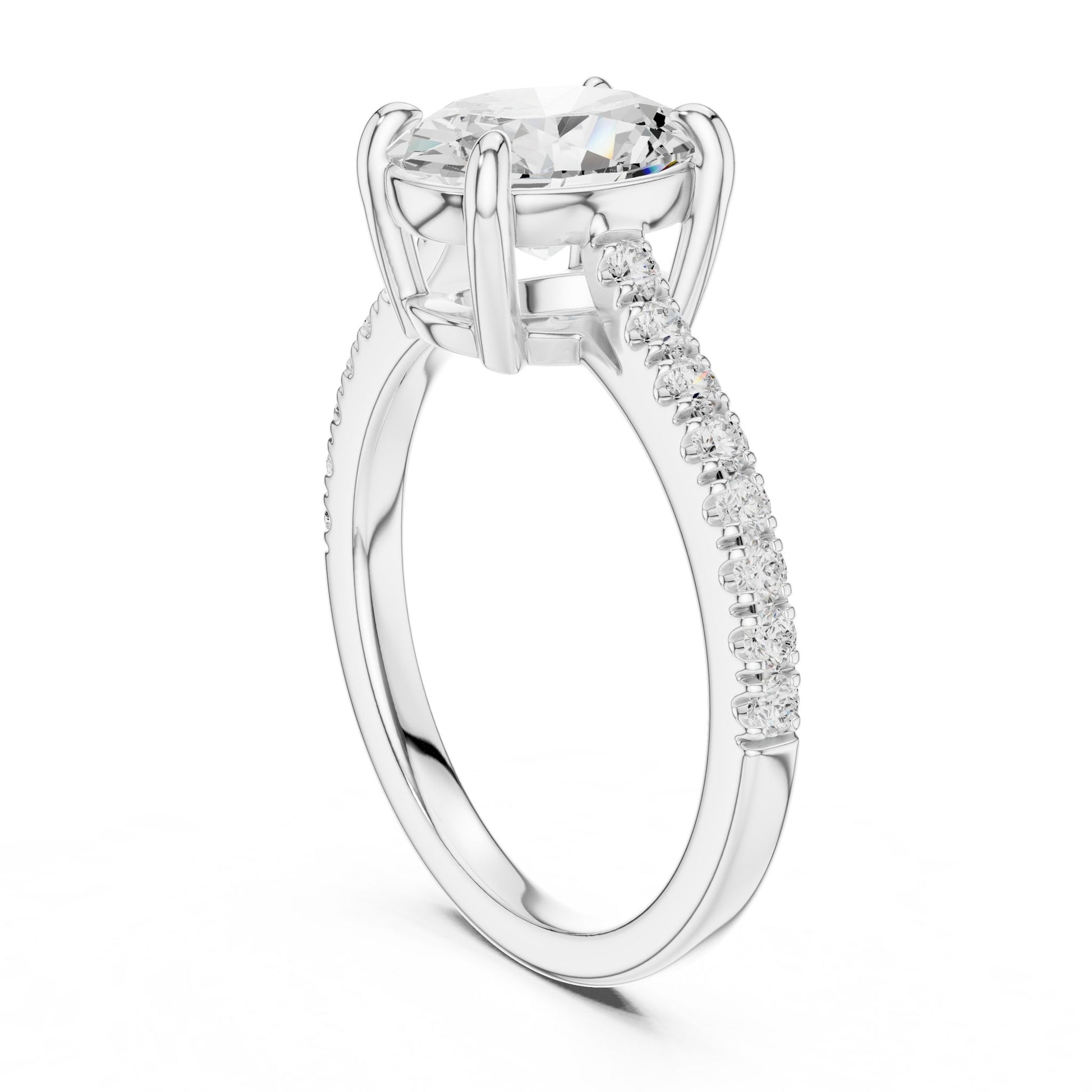 Oval Lab Grown Diamond Pave Engagement Ring