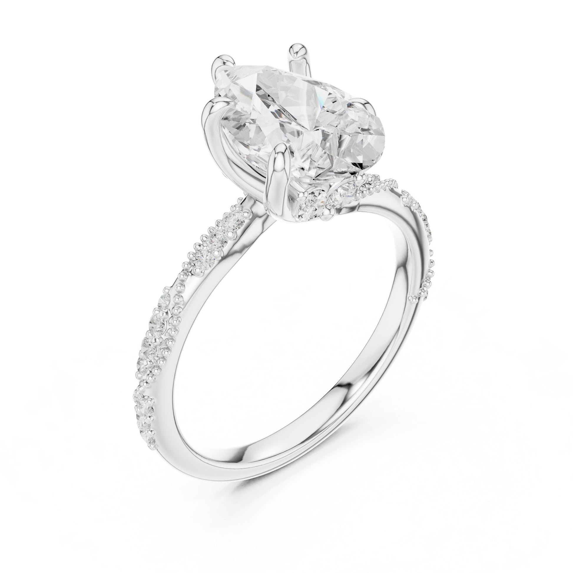 Oval Lab Grown Diamond Pave Engagement Ring