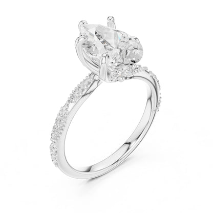Oval Lab Grown Diamond Pave Engagement Ring