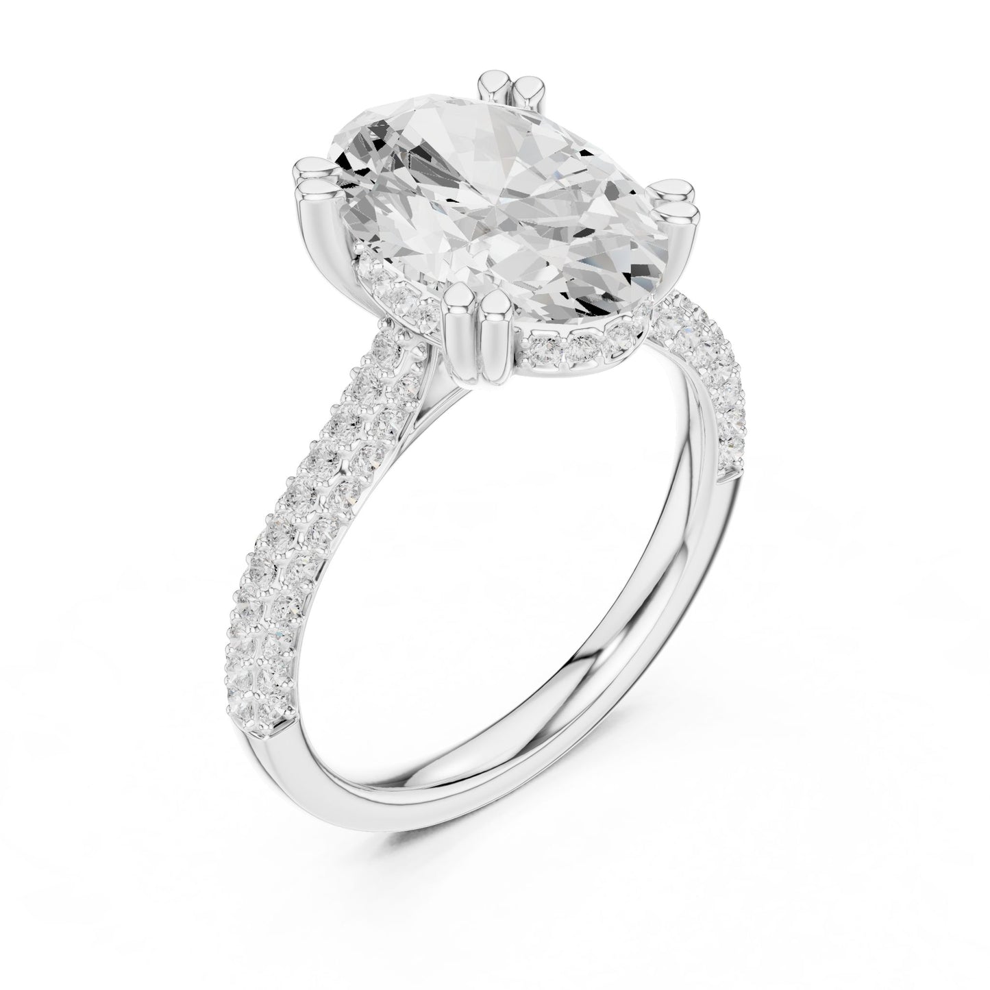 Oval Lab Grown Diamond Pave Engagement Ring