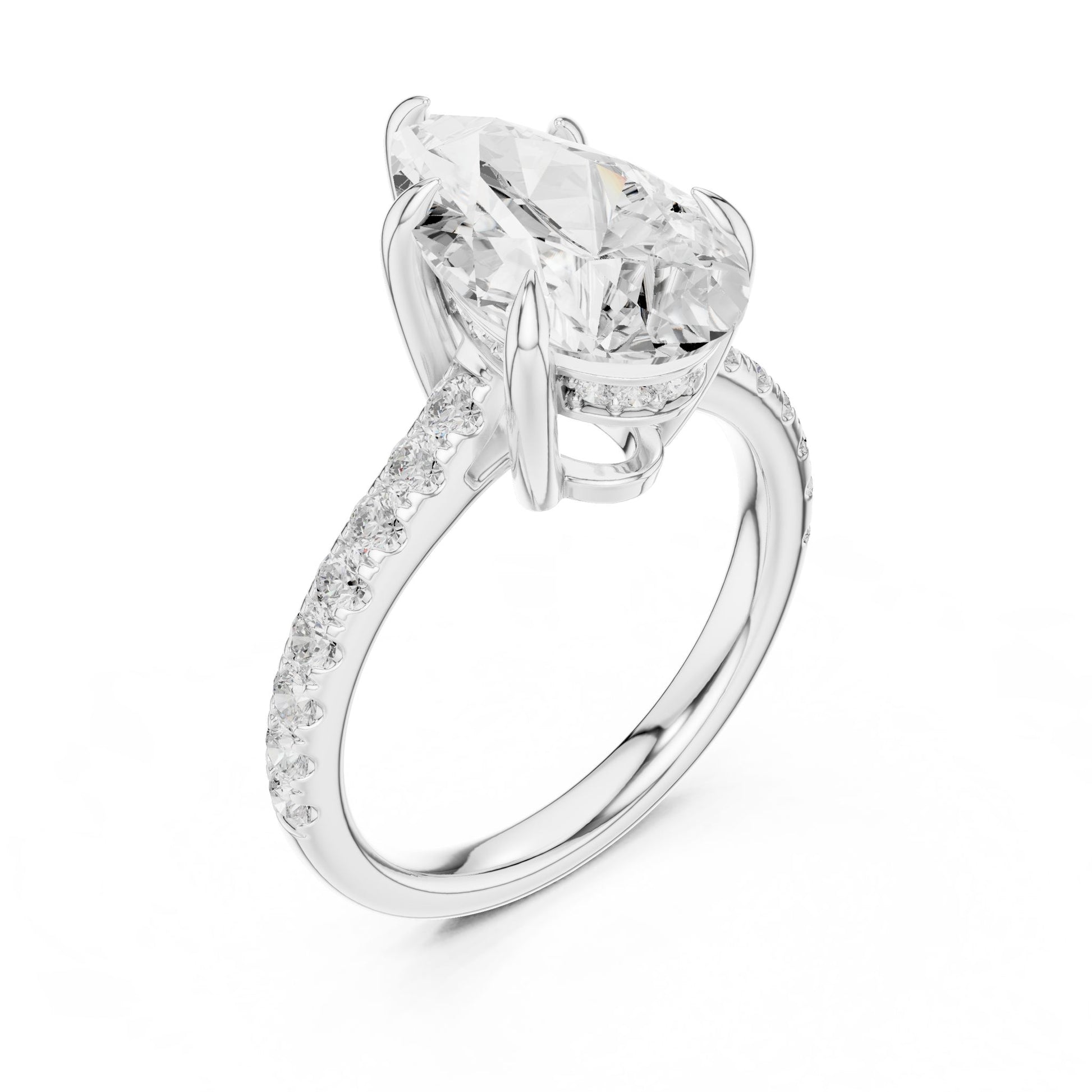 Oval Lab Grown Diamond Pave Engagement Ring