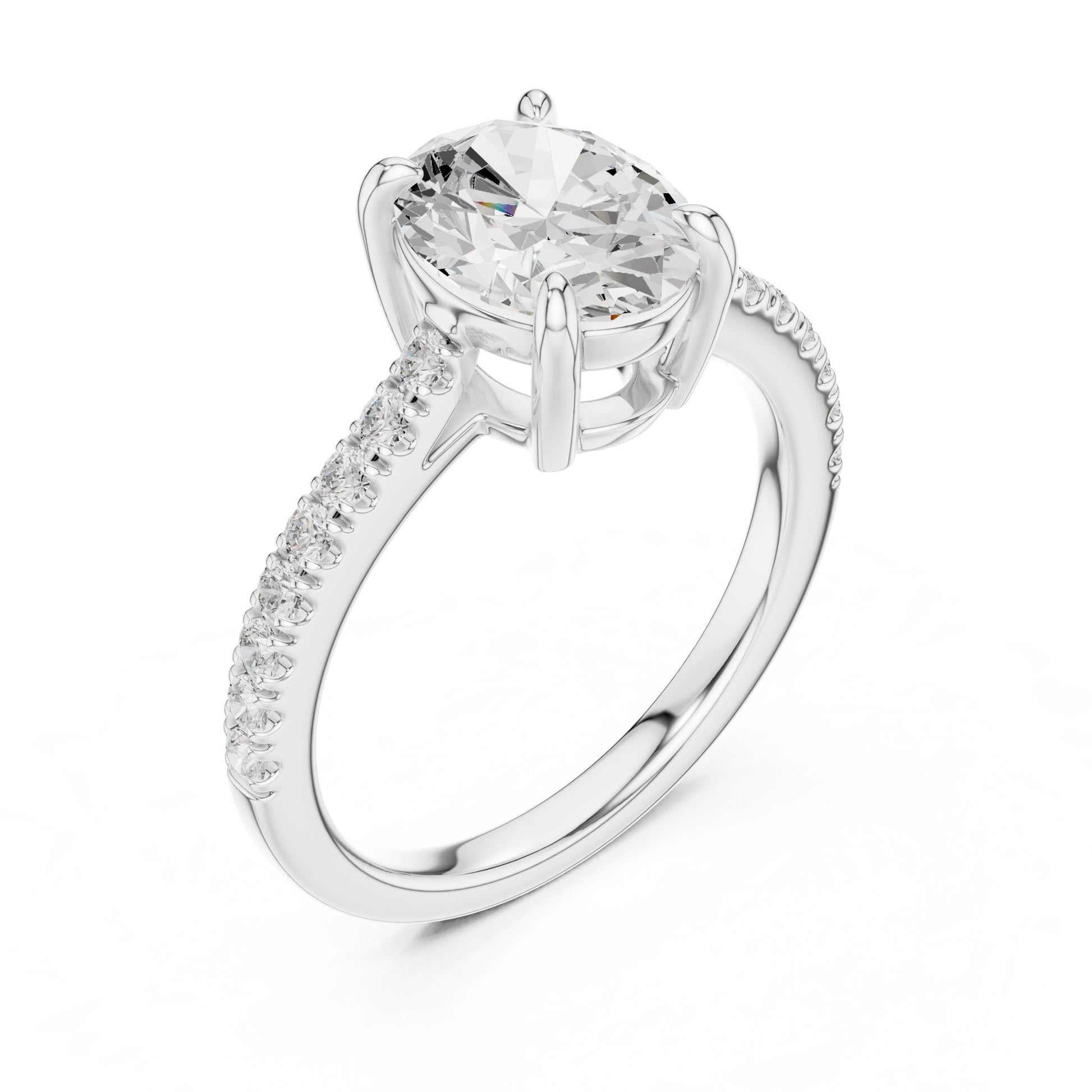 Oval Lab Grown Diamond Pave Engagement Ring