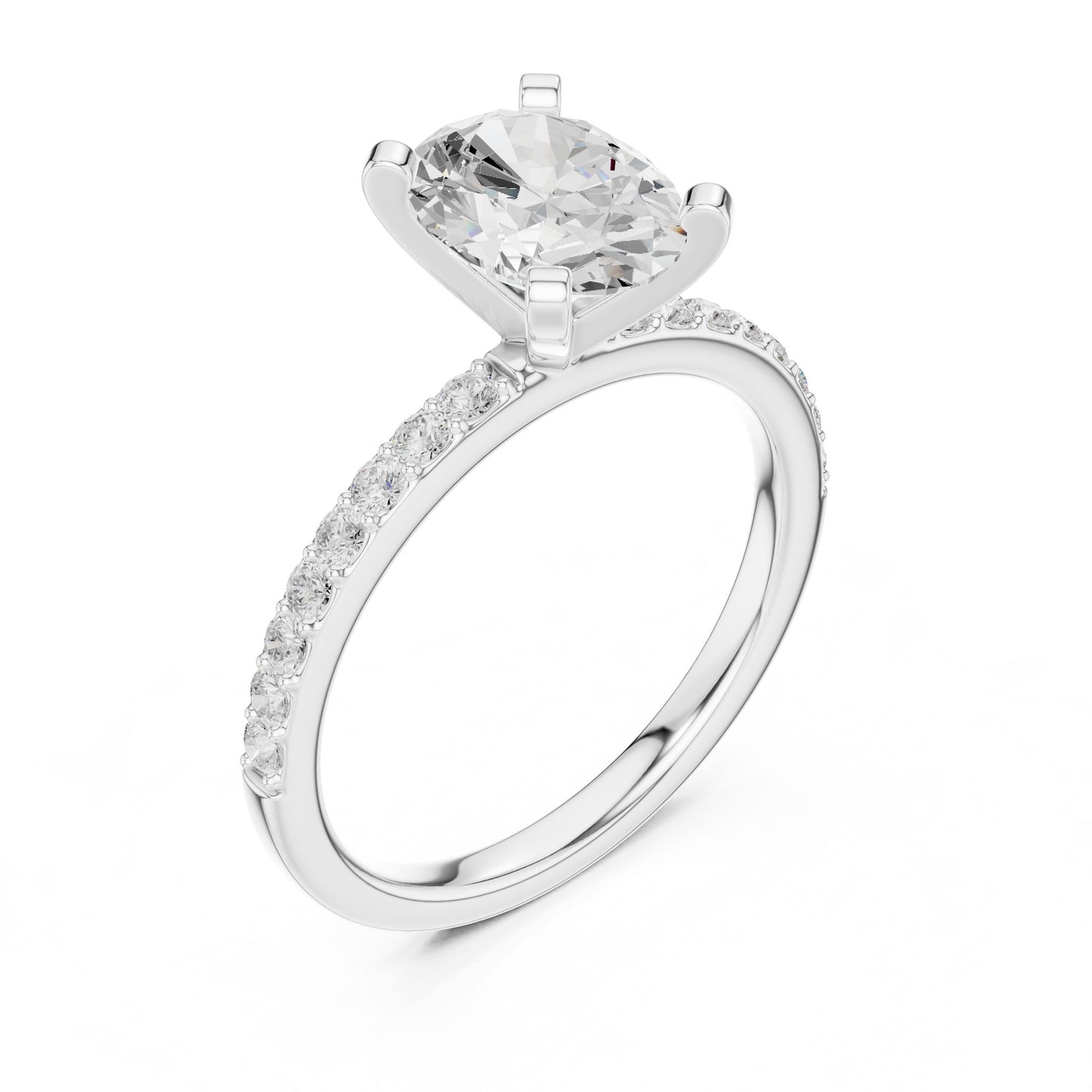 Oval Lab Grown Diamond Pave Engagement Ring