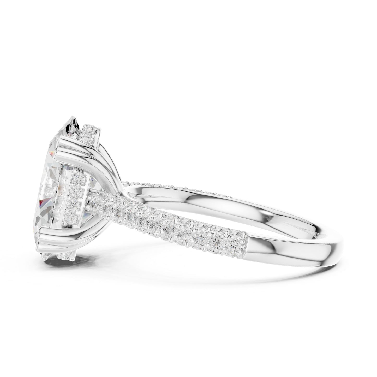 Oval Lab Grown Diamond Pave Engagement Ring
