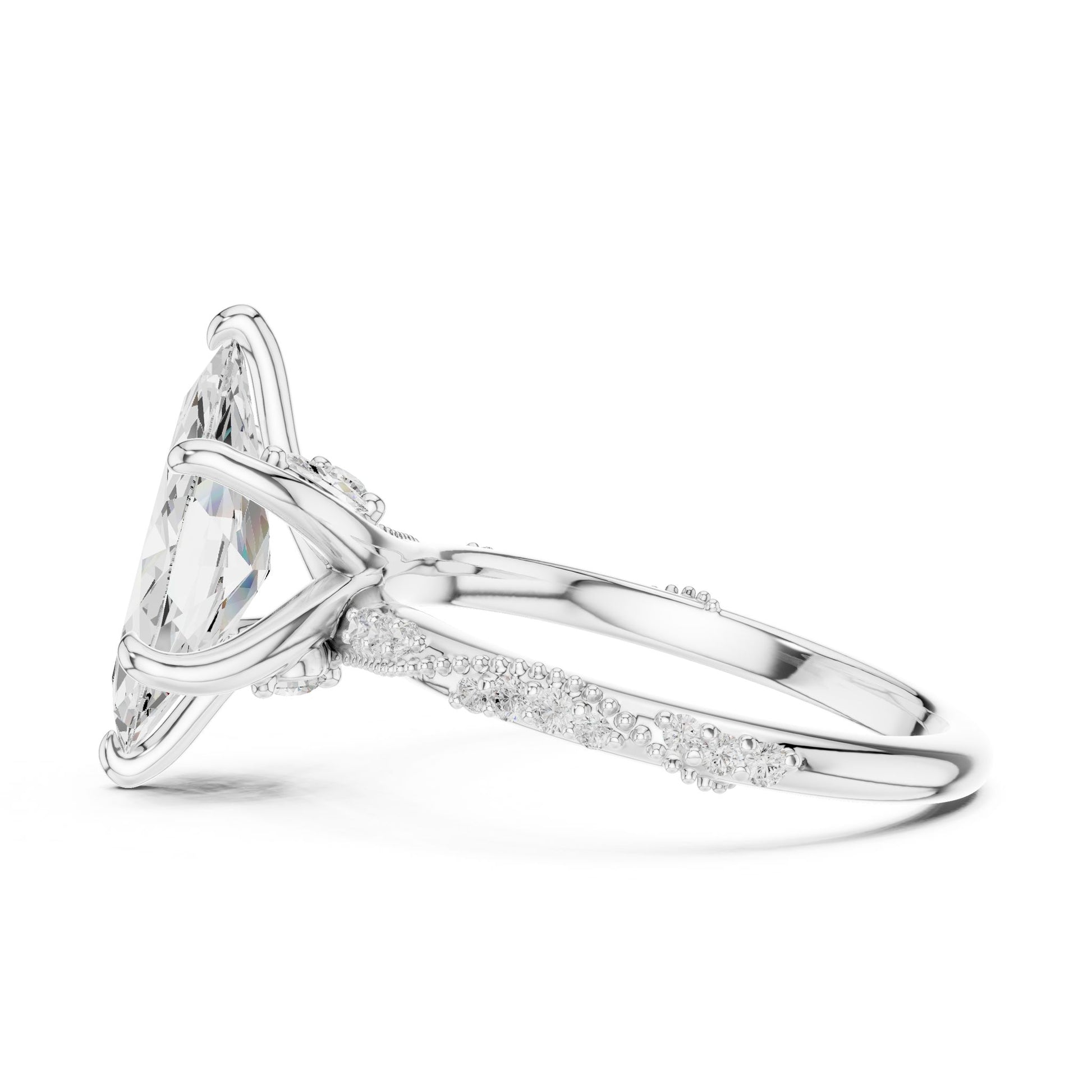 Oval Lab Grown Diamond Pave Engagement Ring