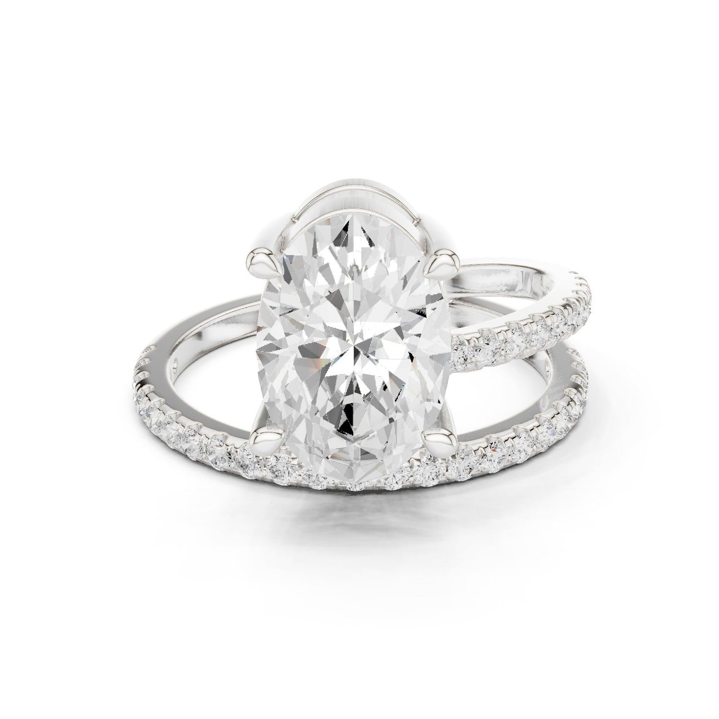 Oval Lab Grown Diamond Pave Engagement Ring