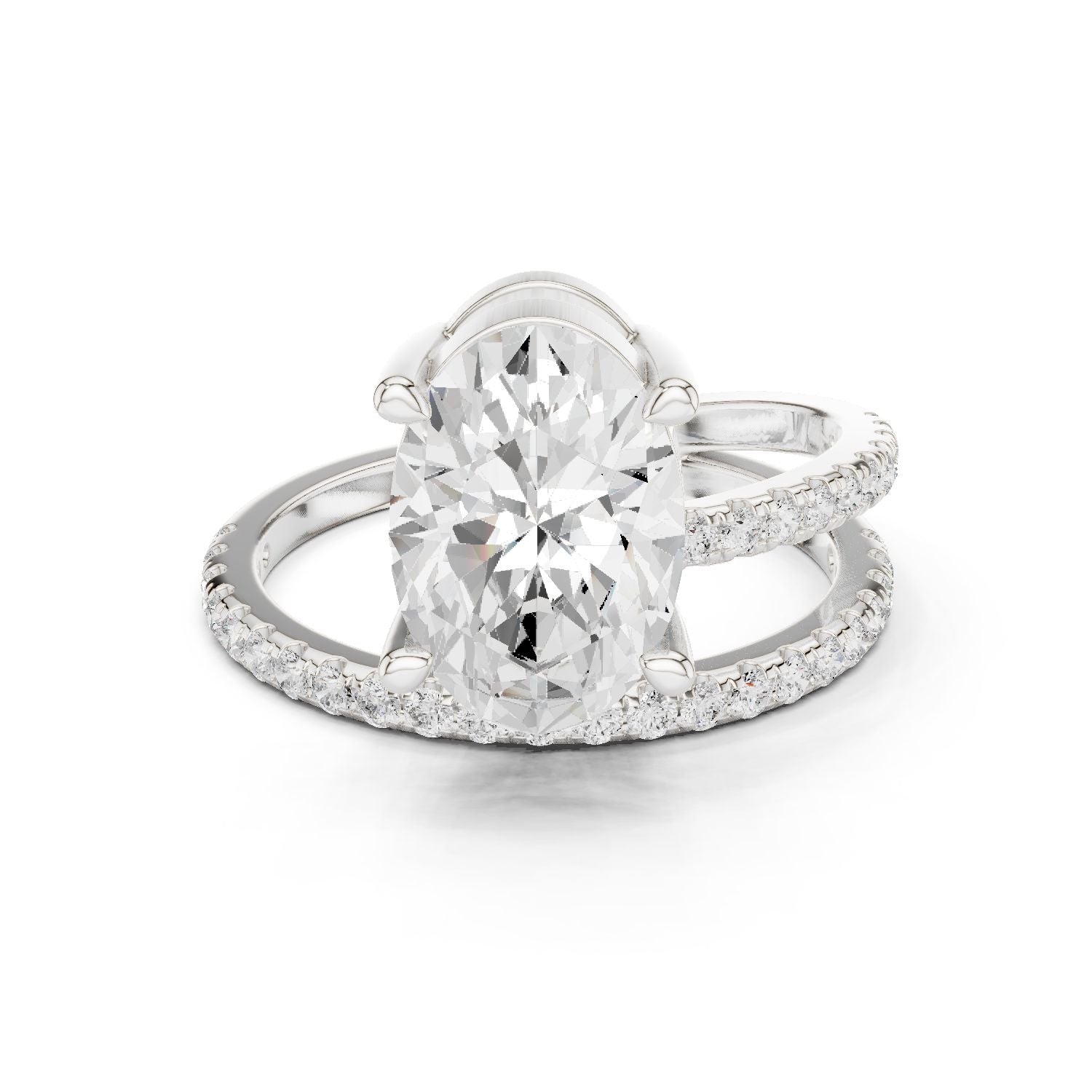 Oval Lab Grown Diamond Pave Engagement Ring