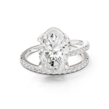Oval Lab Grown Diamond Pave Engagement Ring