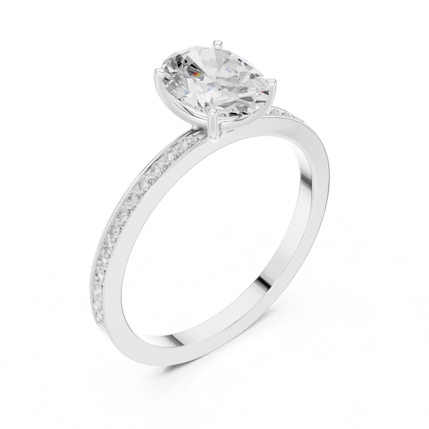 Oval Lab Grown Diamond Pave Engagement Ring