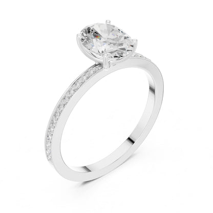 Oval Lab Grown Diamond Pave Engagement Ring