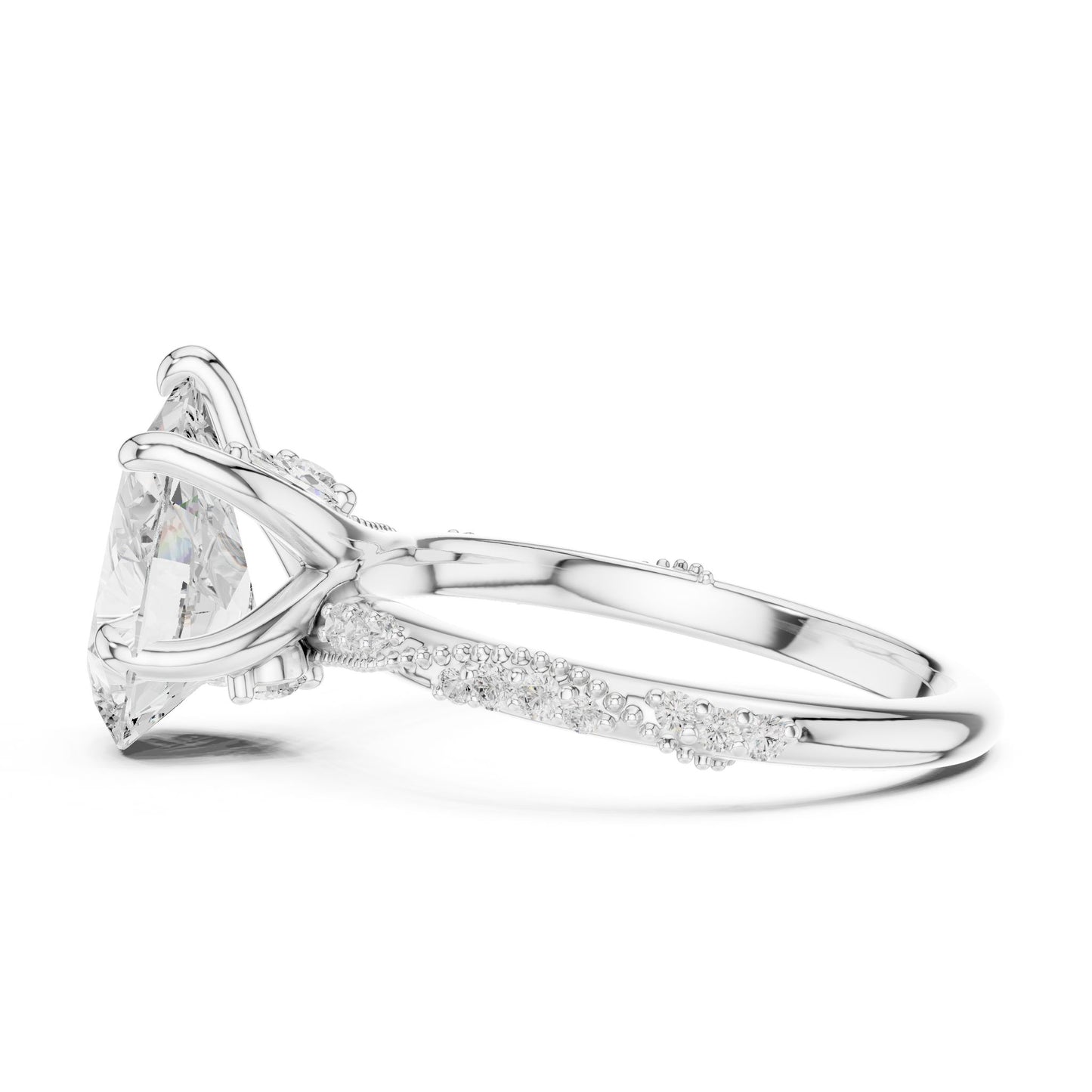 Oval Lab Grown Diamond Pave Engagement Ring