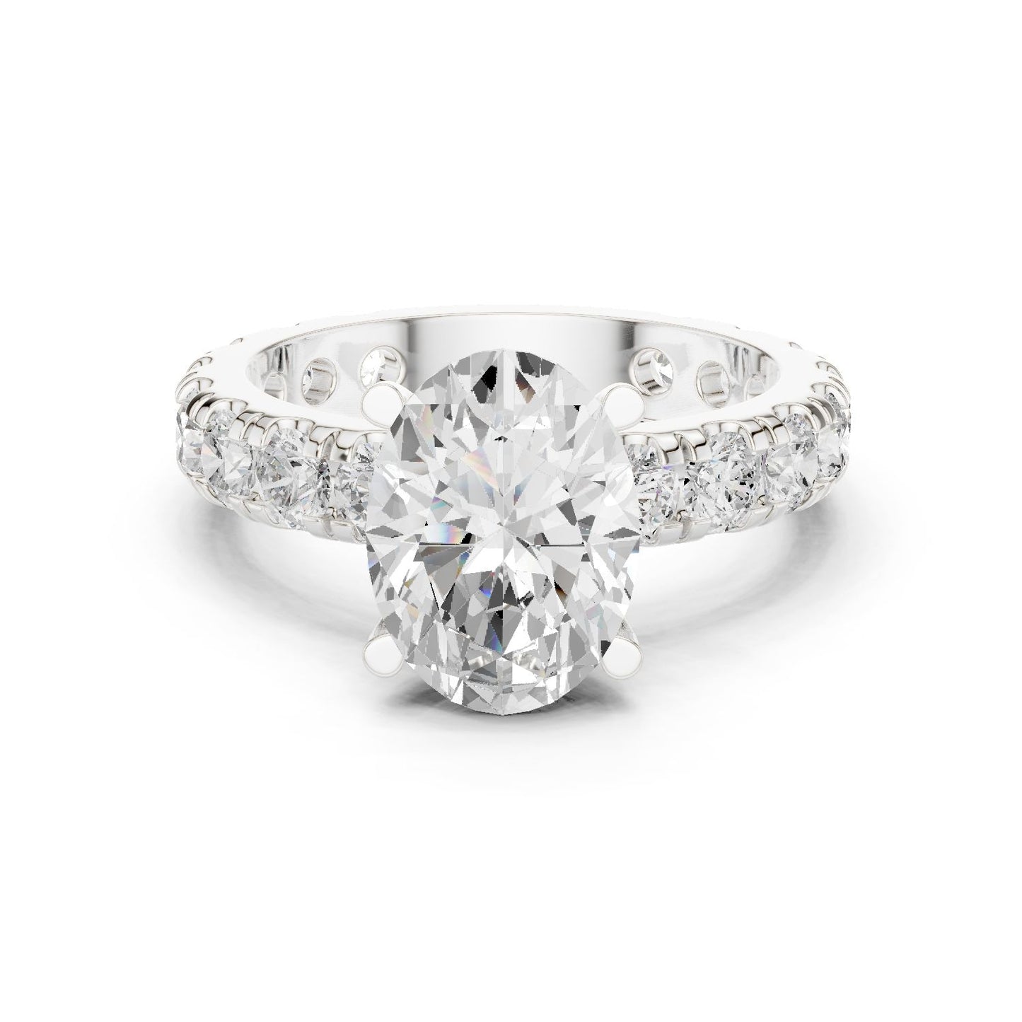 Oval Lab Grown Diamond Pave Engagement Ring