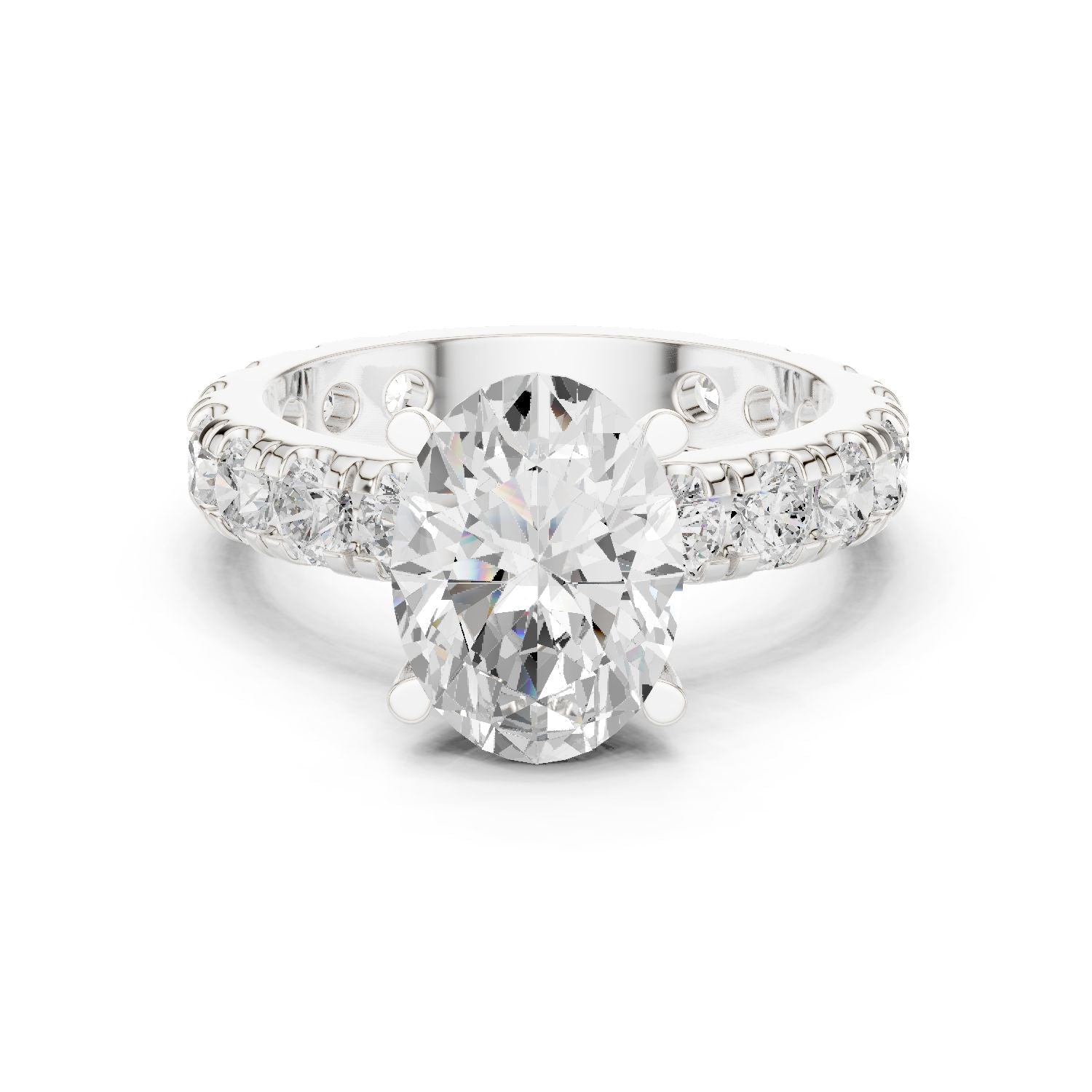 Oval Lab Grown Diamond Pave Engagement Ring
