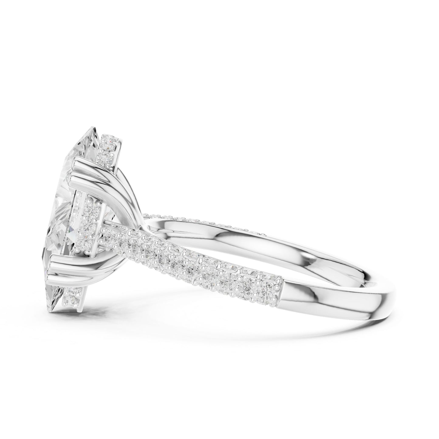 Oval Lab Grown Diamond Pave Engagement Ring