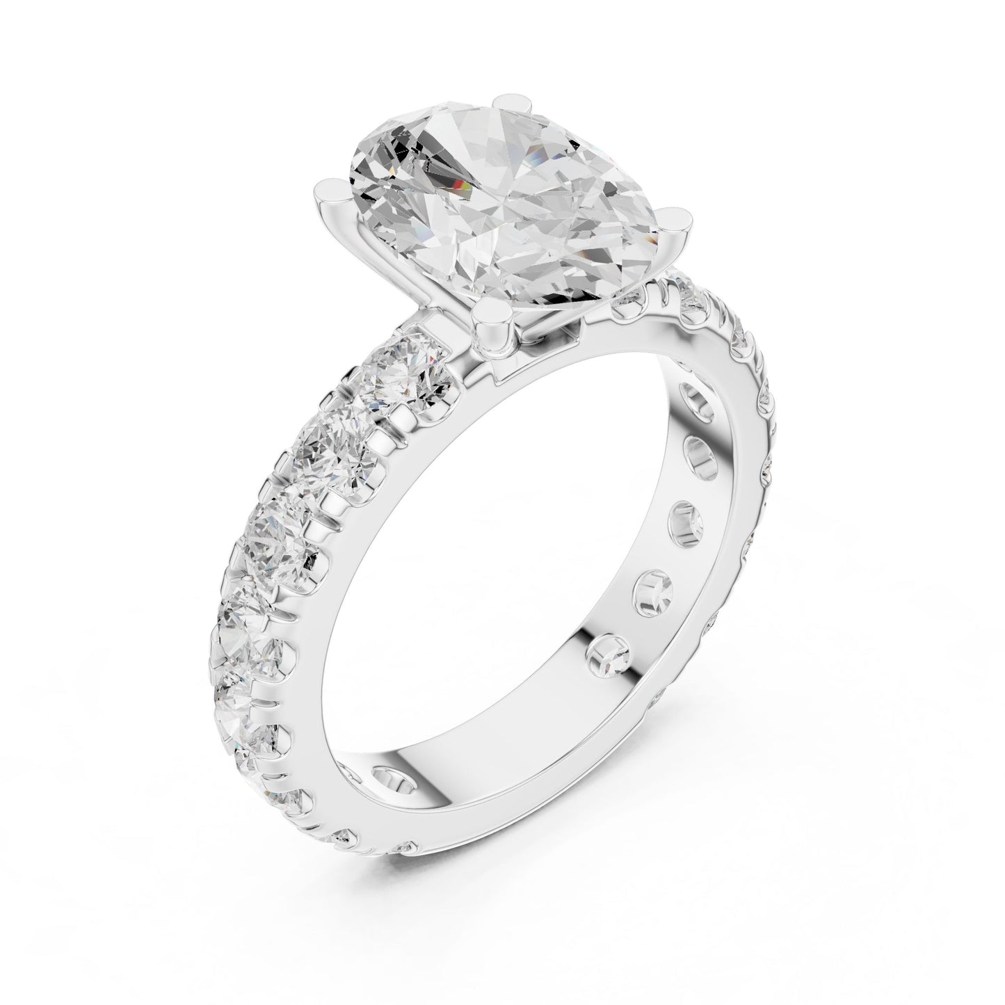 Oval Lab Grown Diamond Pave Engagement Ring