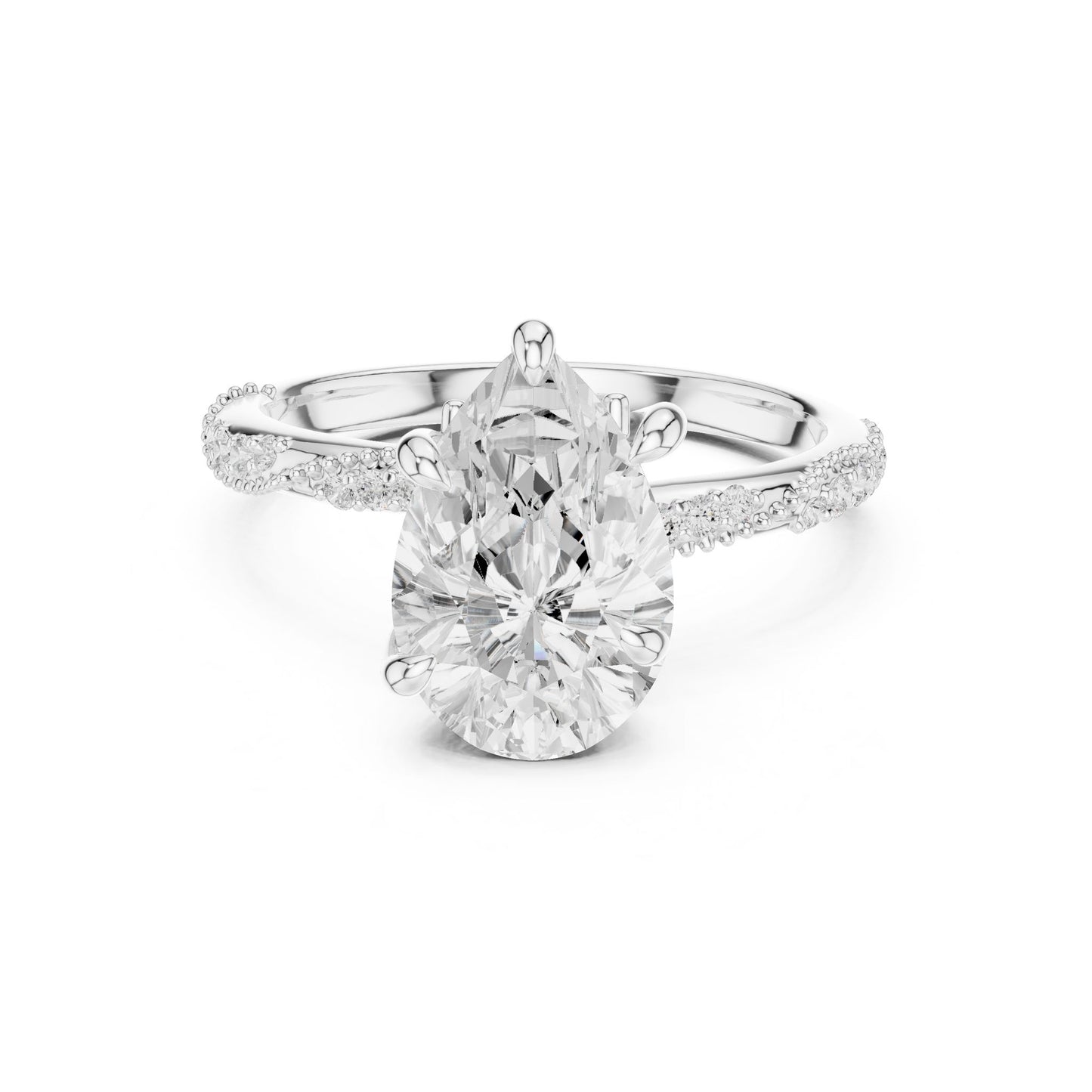 Oval Lab Grown Diamond Pave Engagement Ring